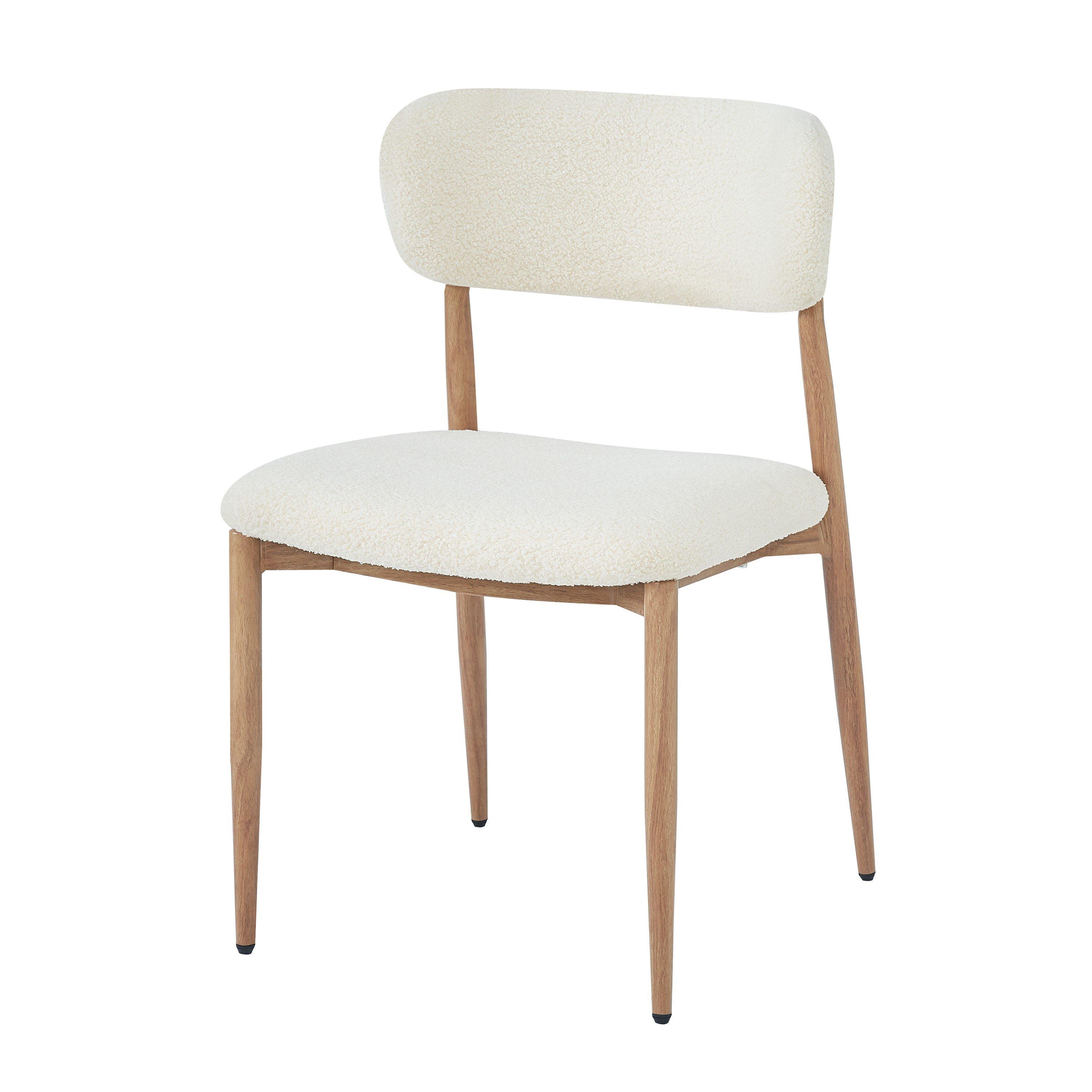 Natural - Urban Meuble - Set of 2 Dining Chairs Metal Boucle - 8