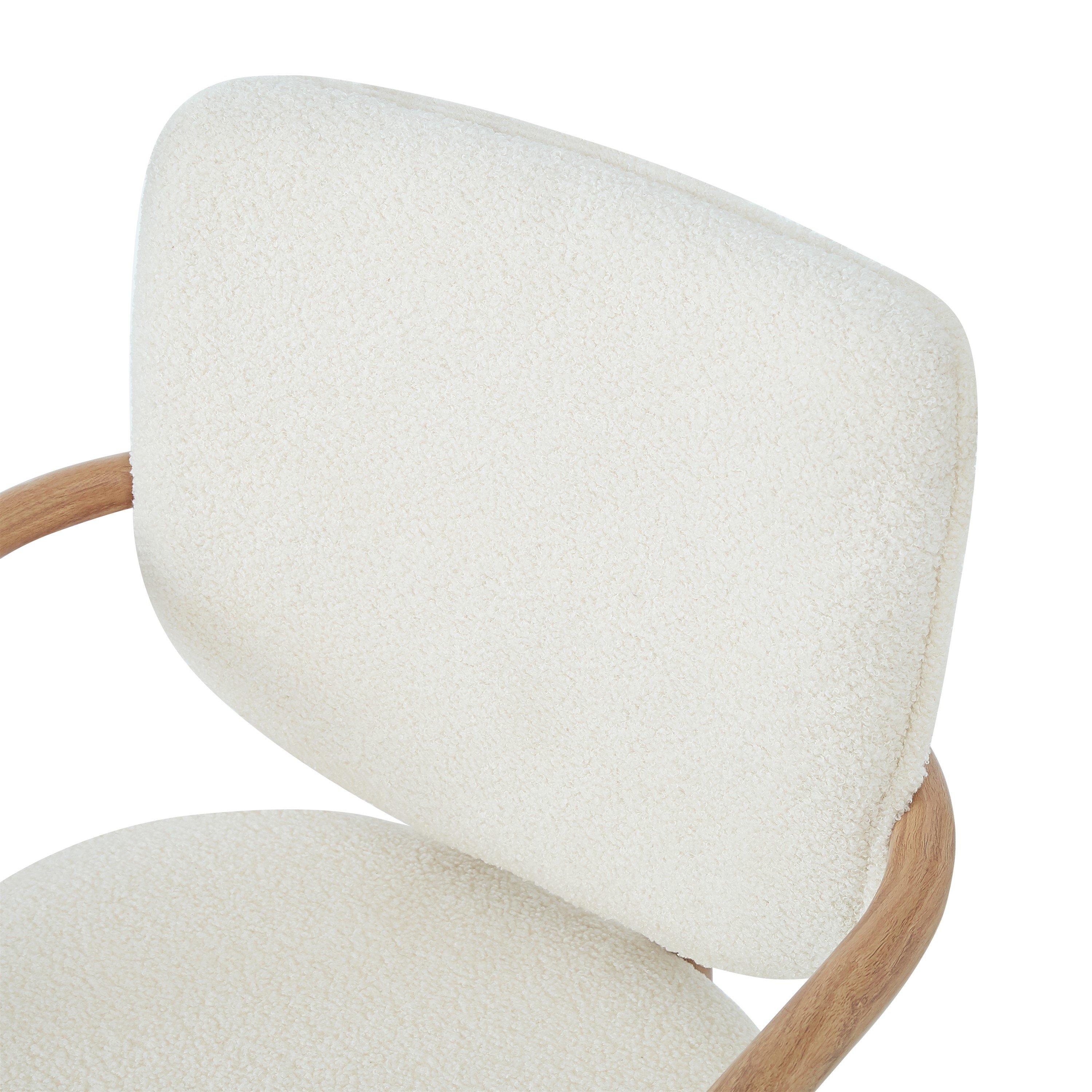 Natural - Urban Meuble - Set of 2 Dining Chairs with Armrests Boucle - 11