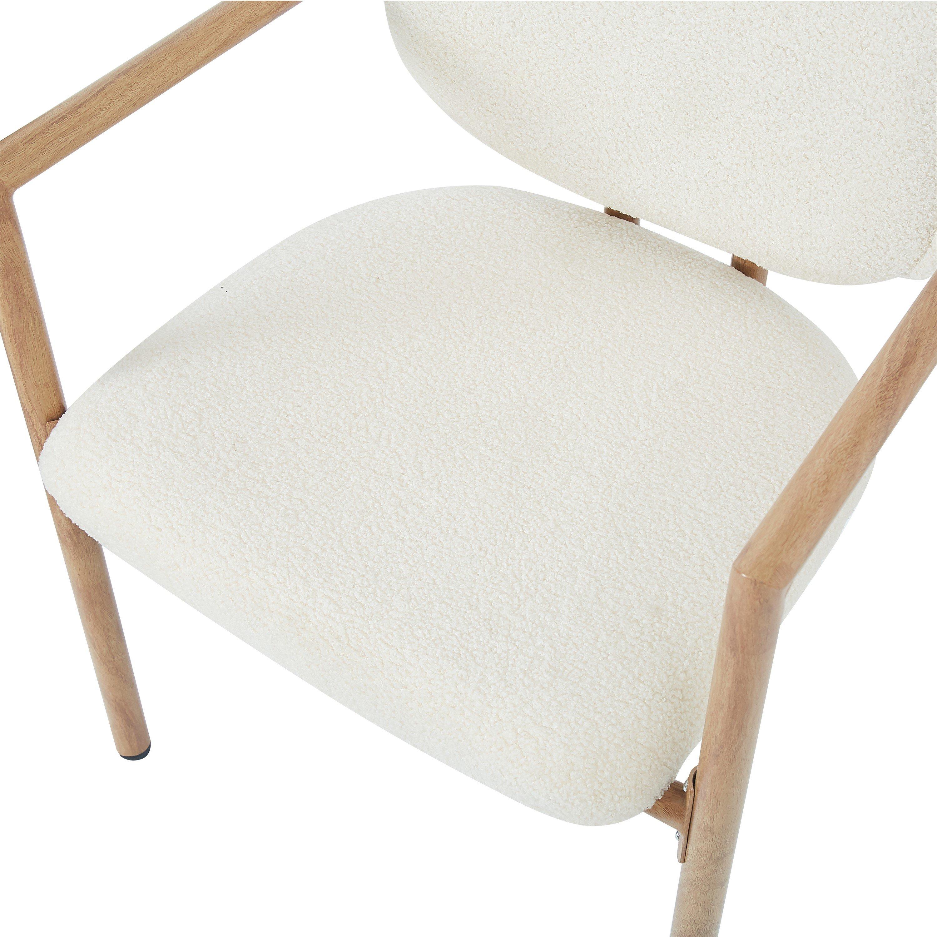 Natural - Urban Meuble - Set of 2 Dining Chairs with Armrests Boucle - 12