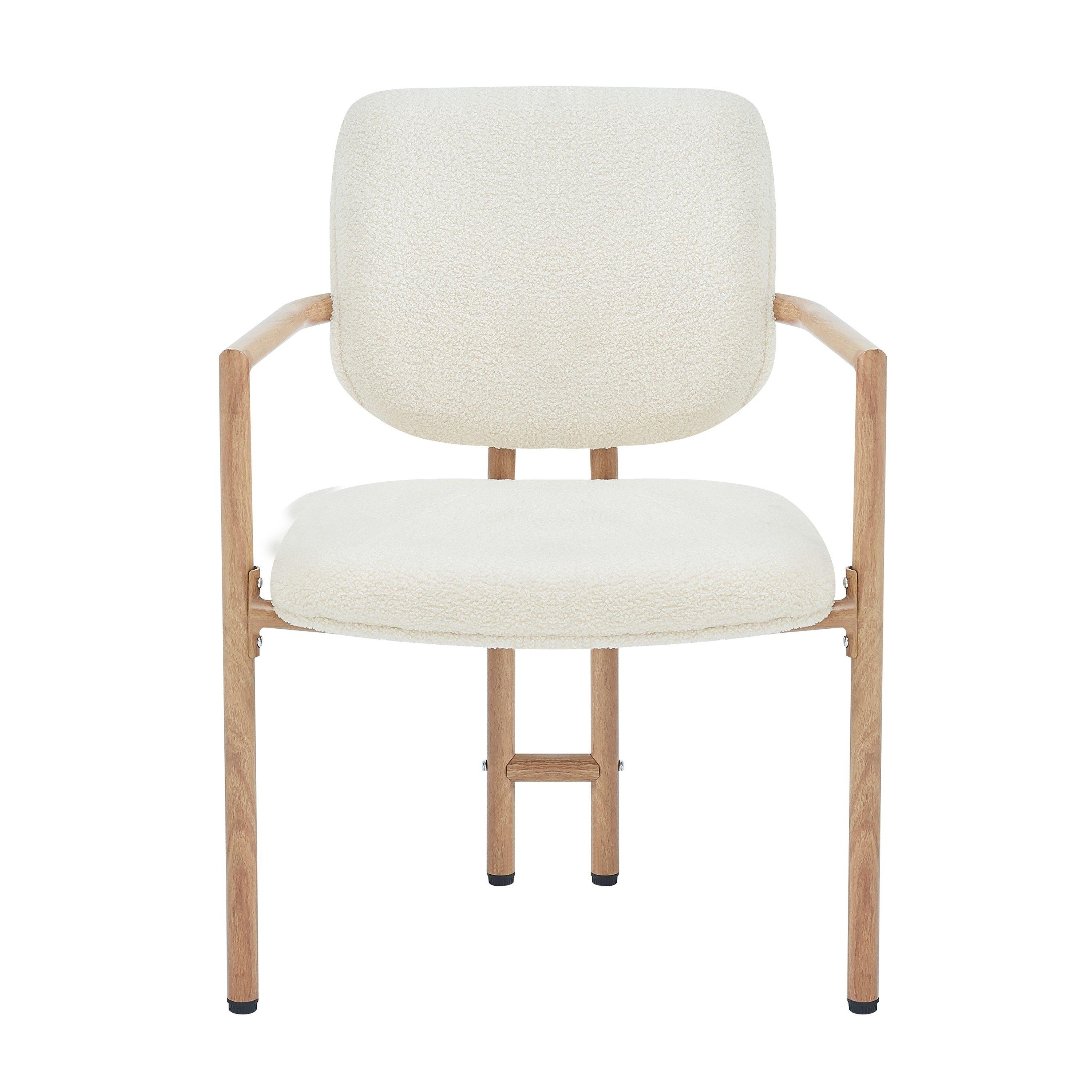 Natural - Urban Meuble - Set of 2 Dining Chairs with Armrests Boucle - 7
