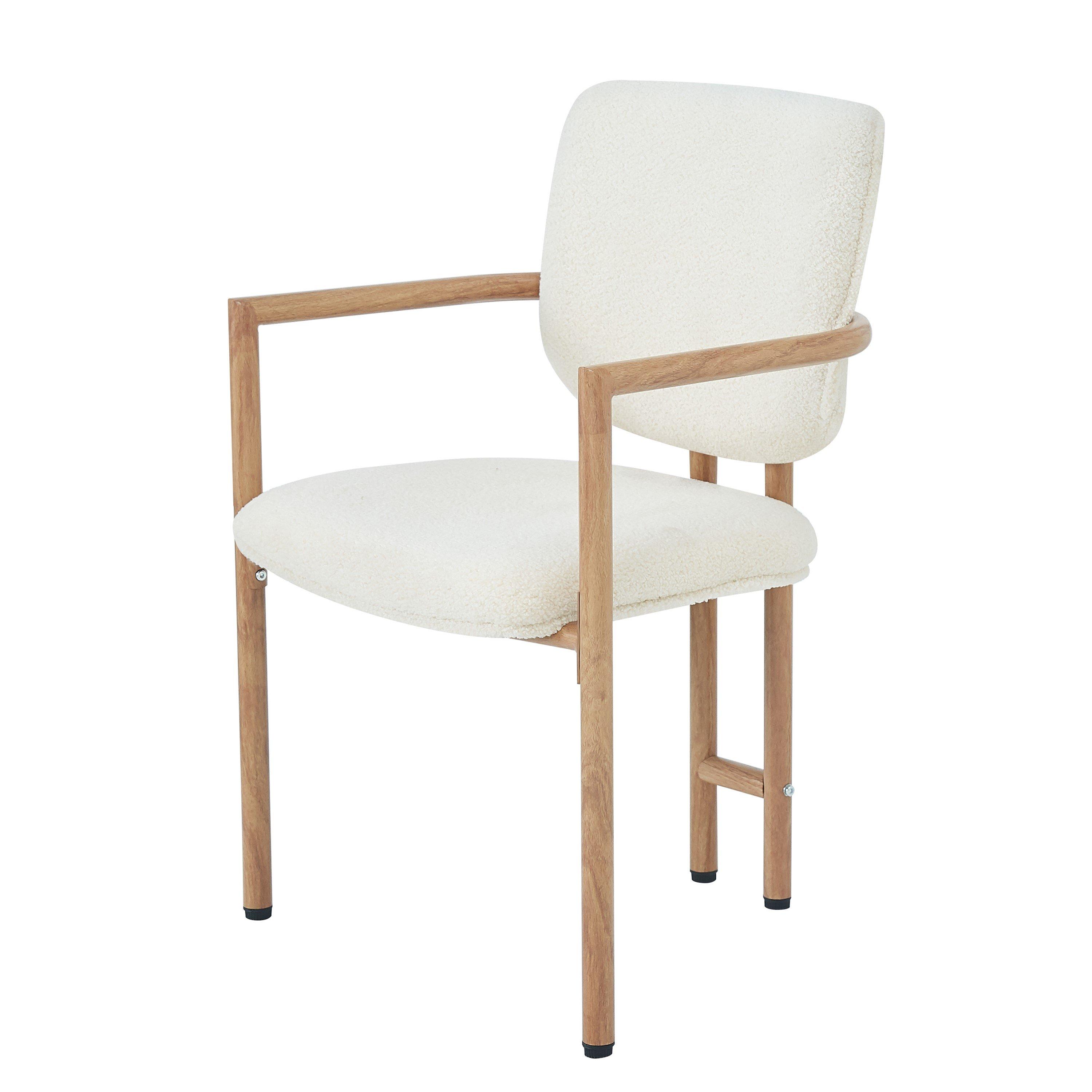 Natural - Urban Meuble - Set of 2 Dining Chairs with Armrests Boucle - 8