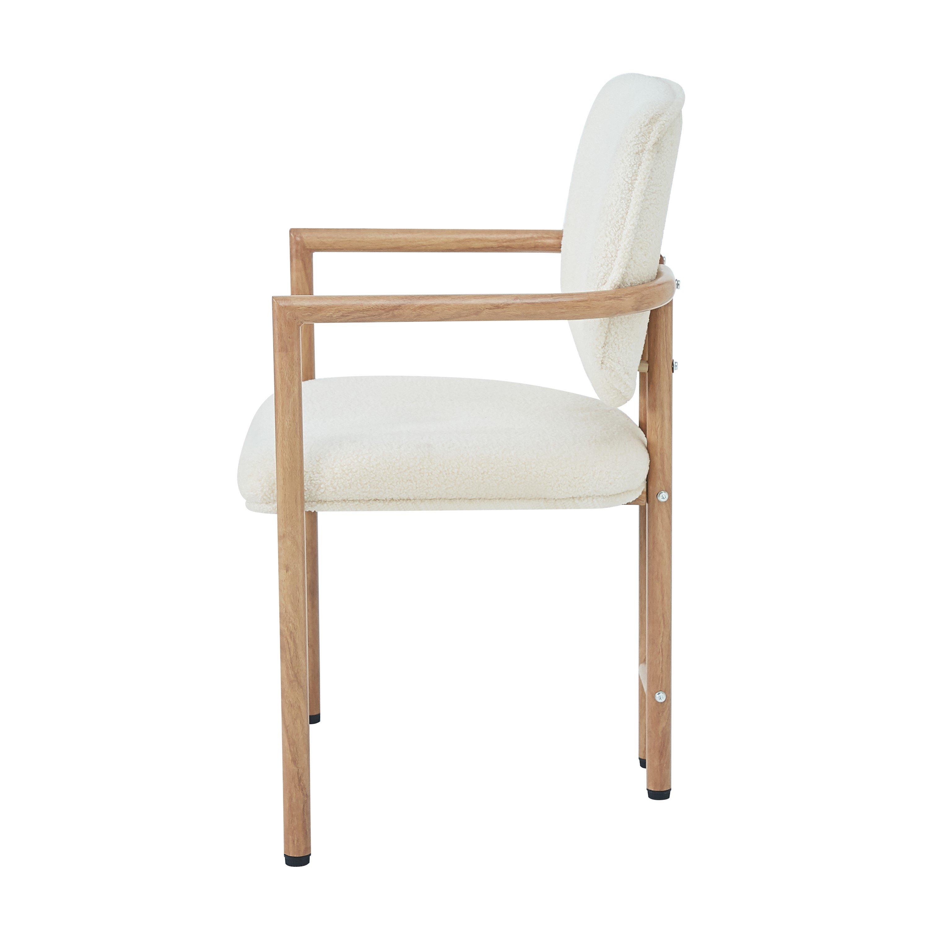 Natural - Urban Meuble - Set of 2 Dining Chairs with Armrests Boucle - 9