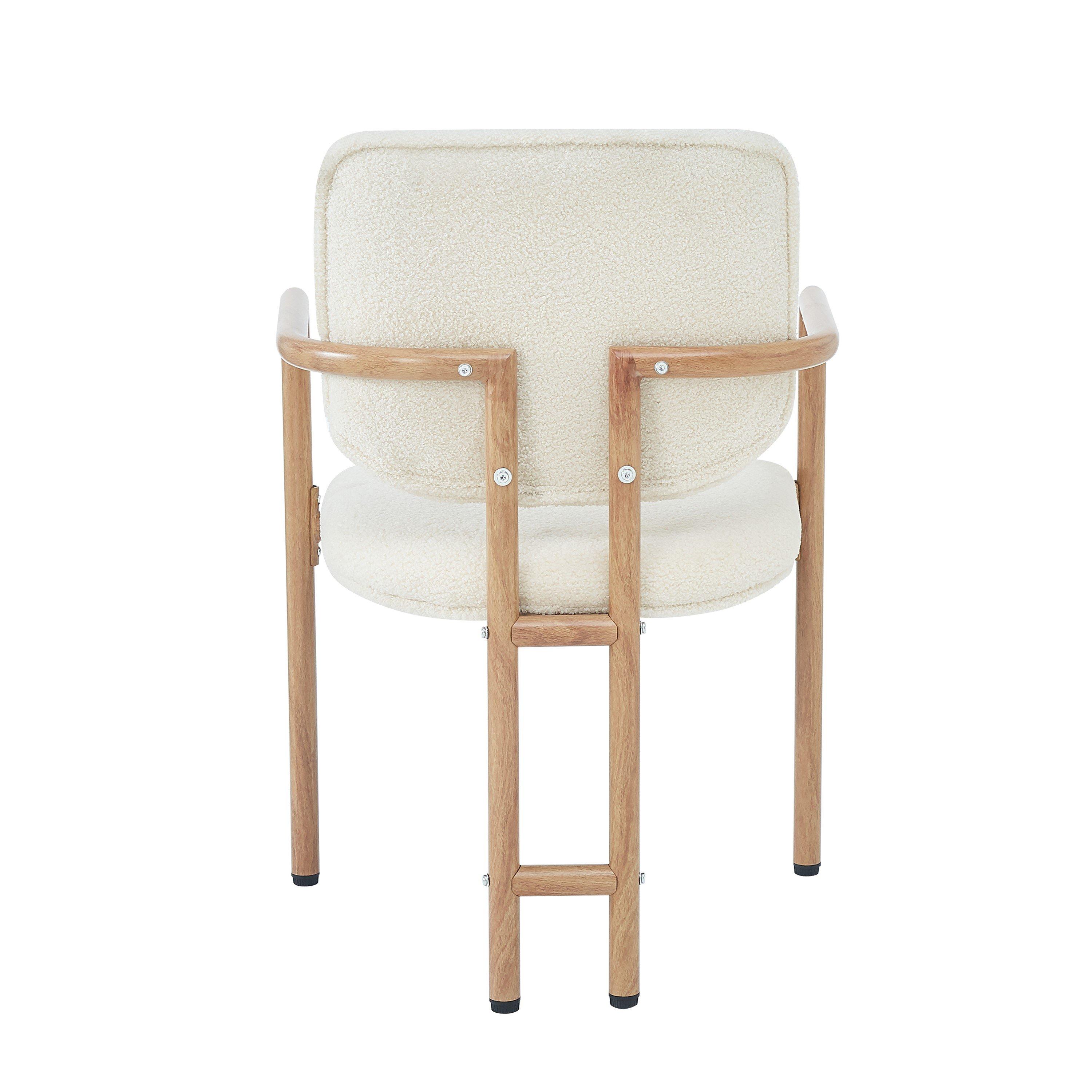 Natural - Urban Meuble - Set of 2 Dining Chairs with Armrests Boucle - 10