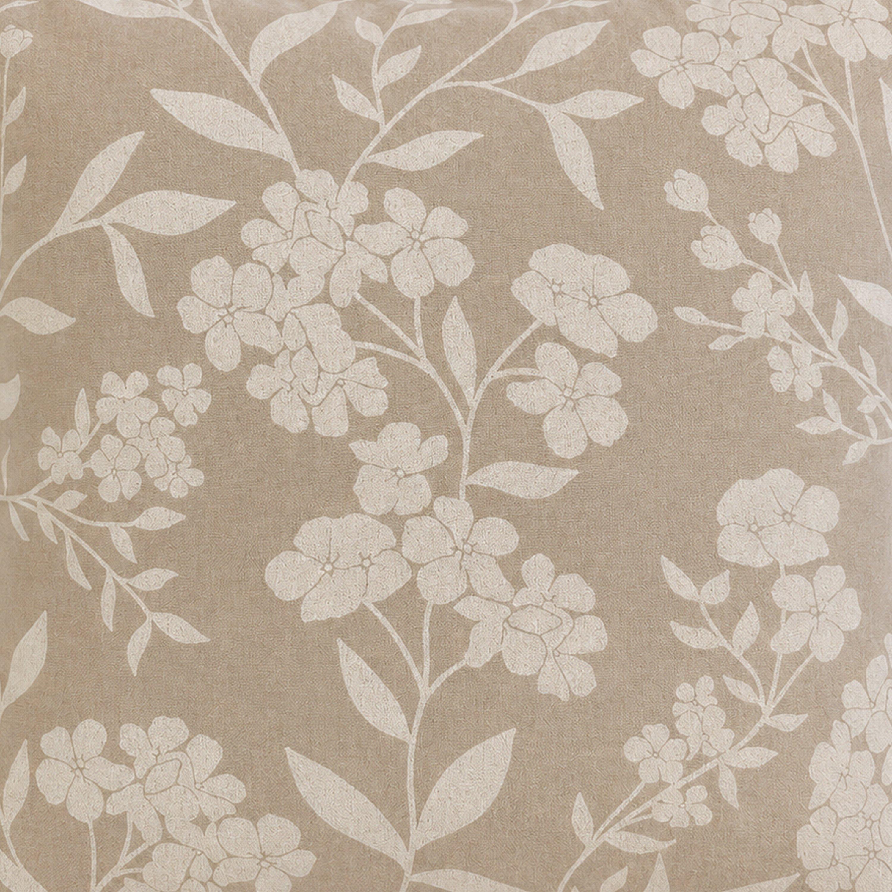 Sand - Enhanced Living - Cuba Subtle Floral Print Blackout Eyelet Curtains - 4