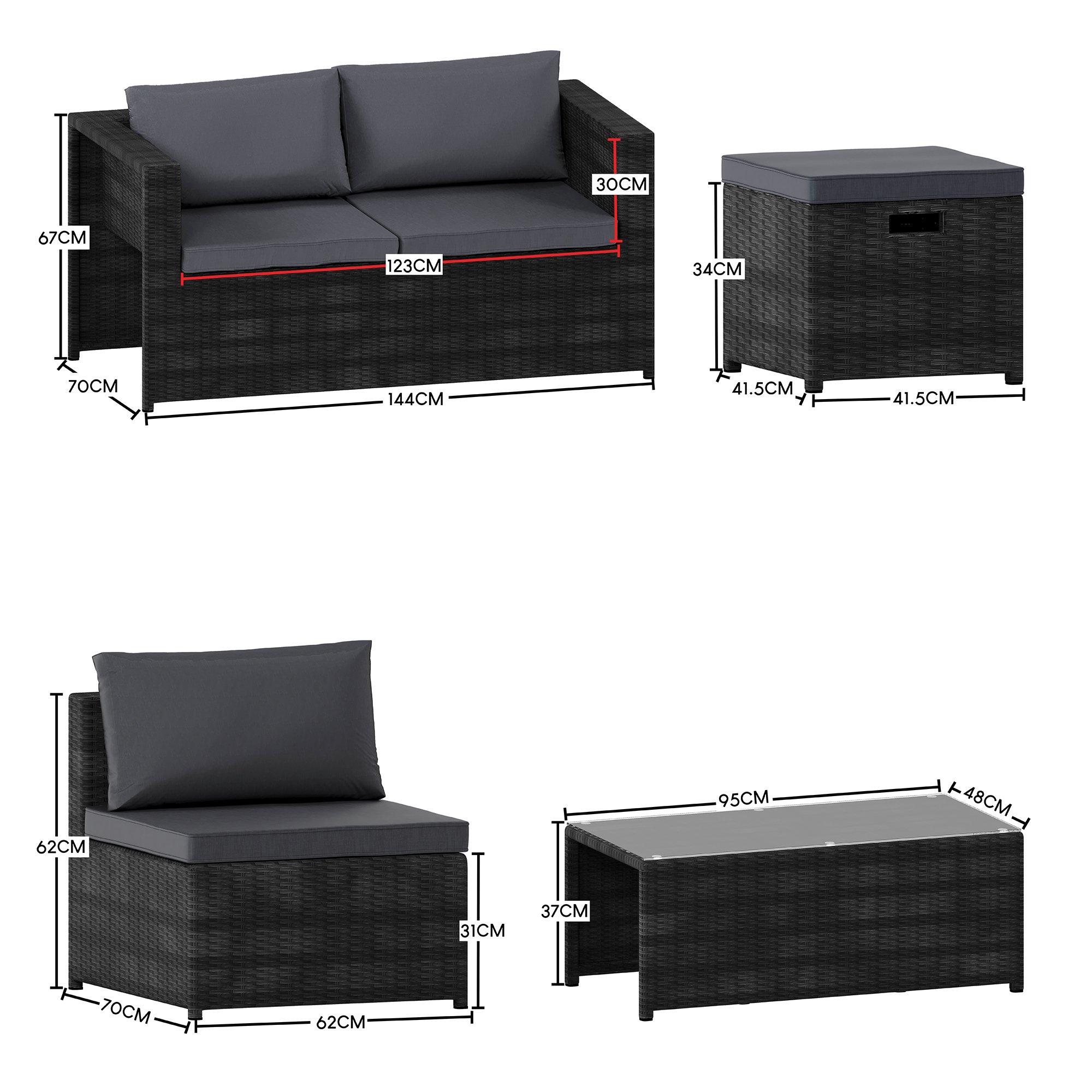 Black - Lassic - Islay 6 Seater Rattan Set (Ready Assembled)+ Cover - 2