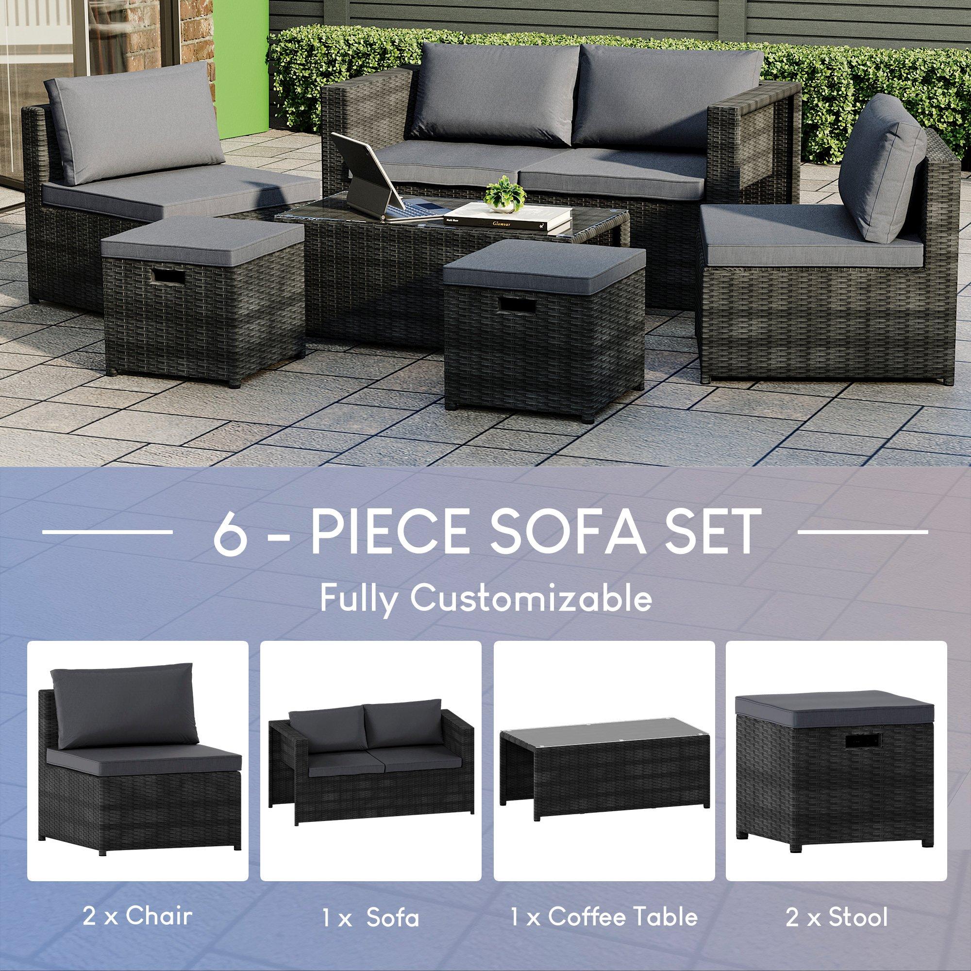 Black - Lassic - Islay 6 Seater Rattan Set (Ready Assembled)+ Cover - 3
