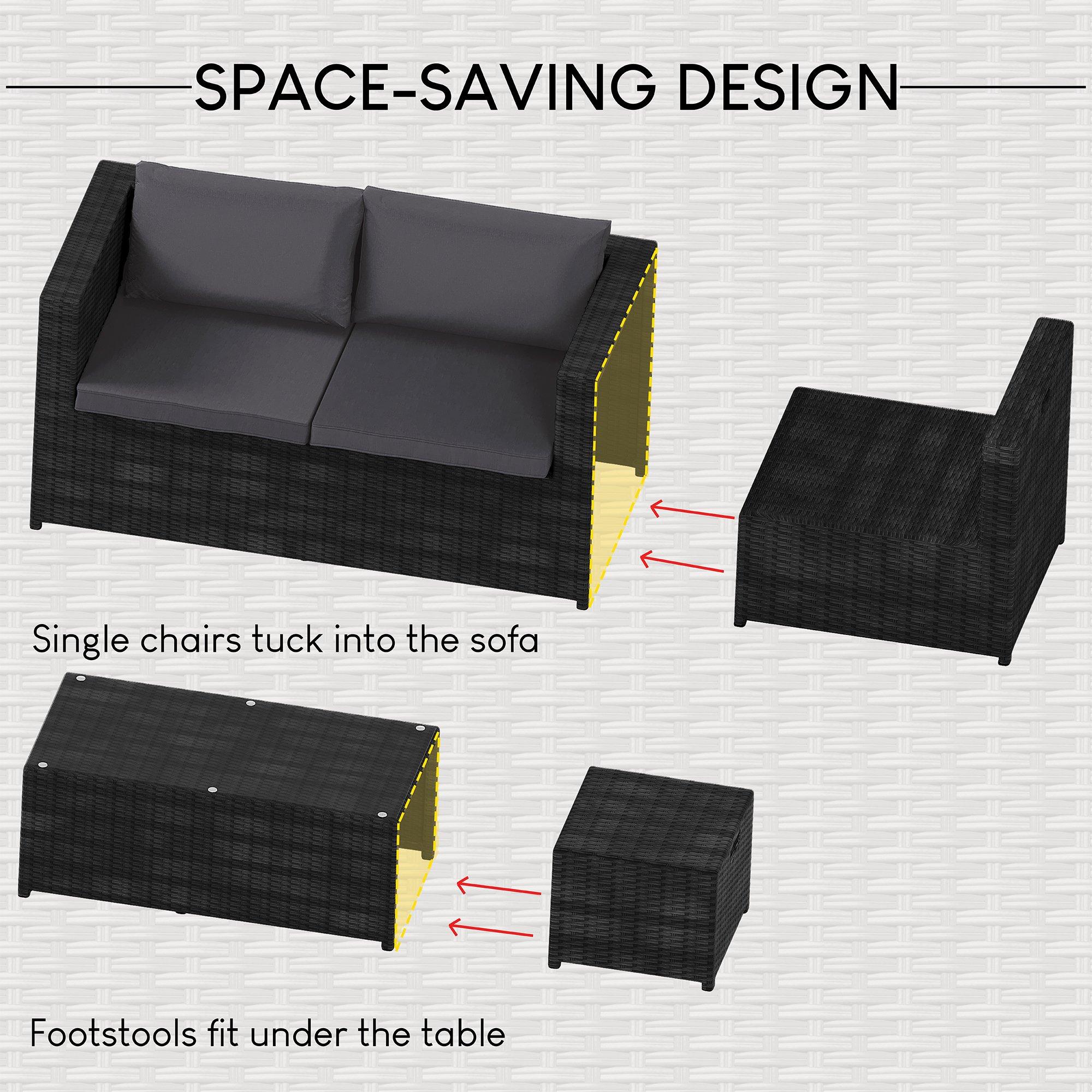 Black - Lassic - Islay 6 Seater Rattan Set (Ready Assembled)+ Cover - 4