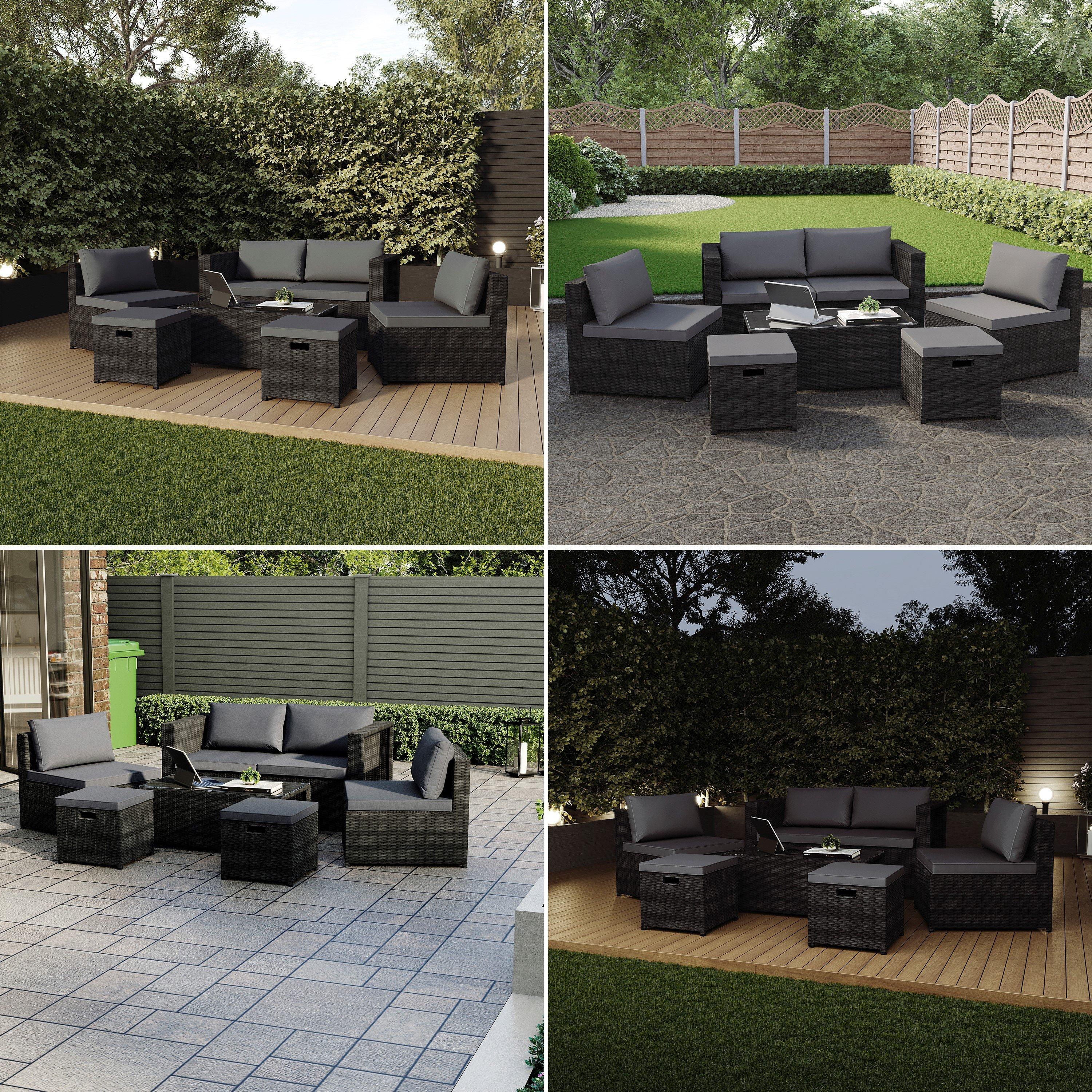 Black - Lassic - Islay 6 Seater Rattan Set (Ready Assembled)+ Cover - 7