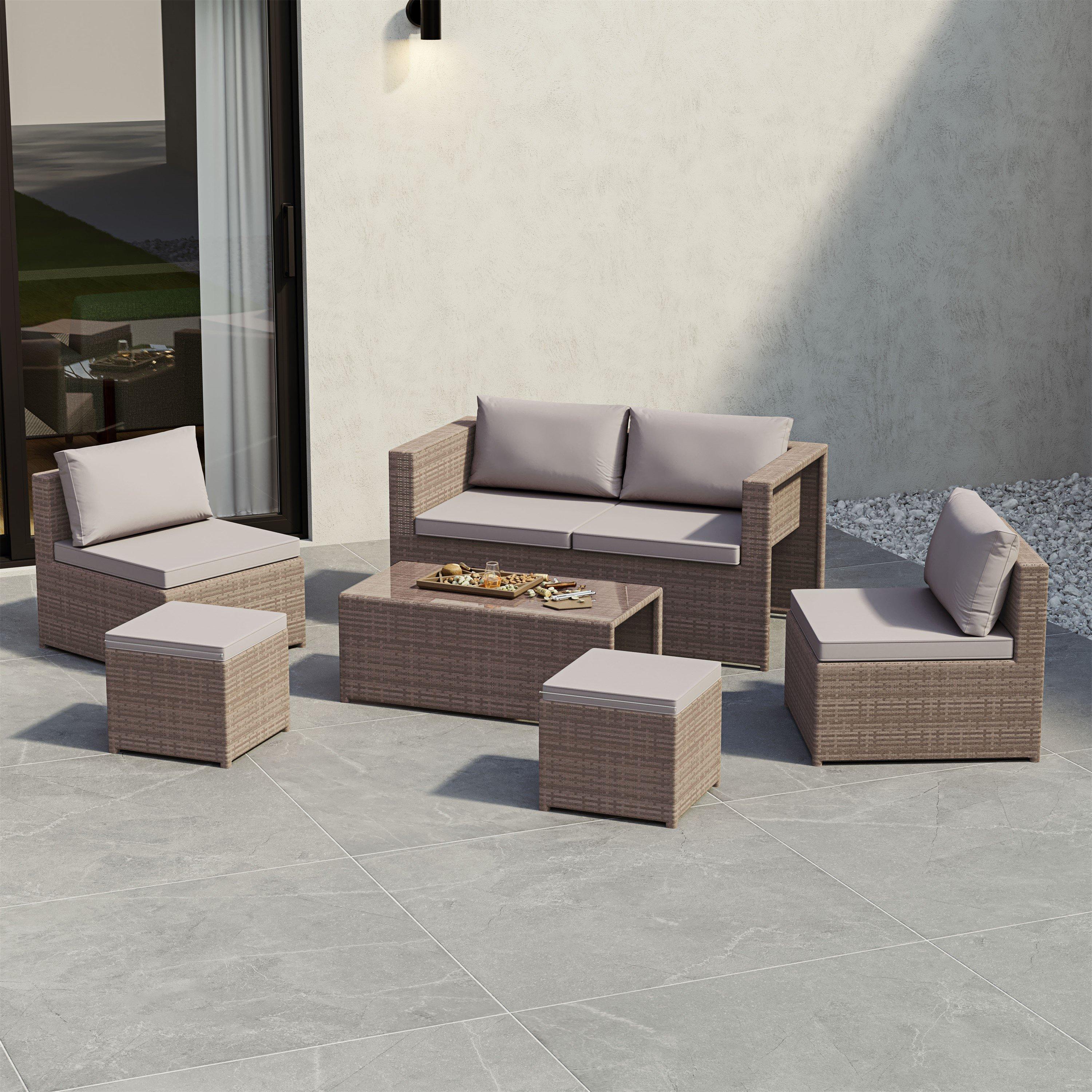 Natural - Lassic - Islay 6 Seater Rattan Set (Ready Assembled)+ Cover - 1