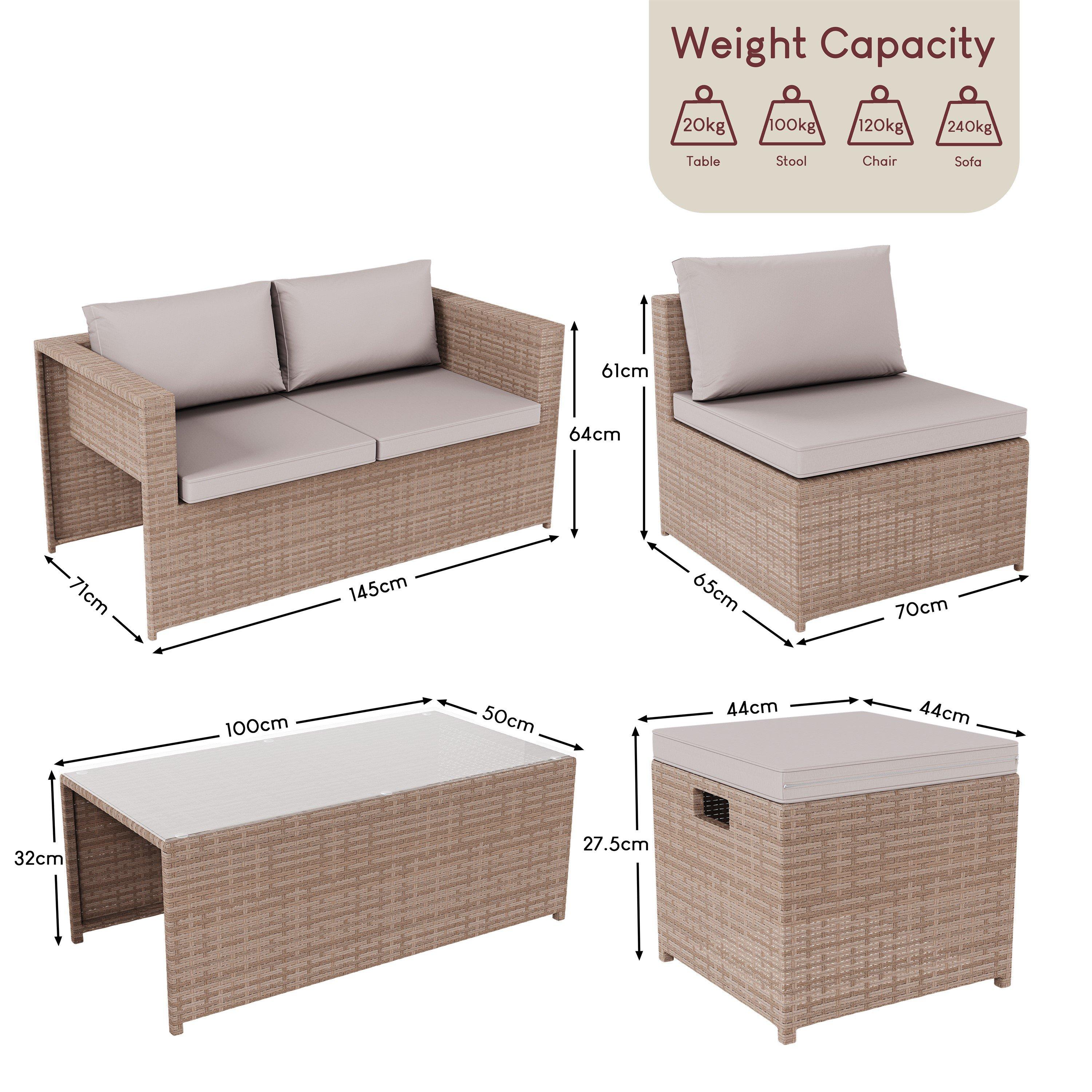Natural - Lassic - Islay 6 Seater Rattan Set (Ready Assembled)+ Cover - 2
