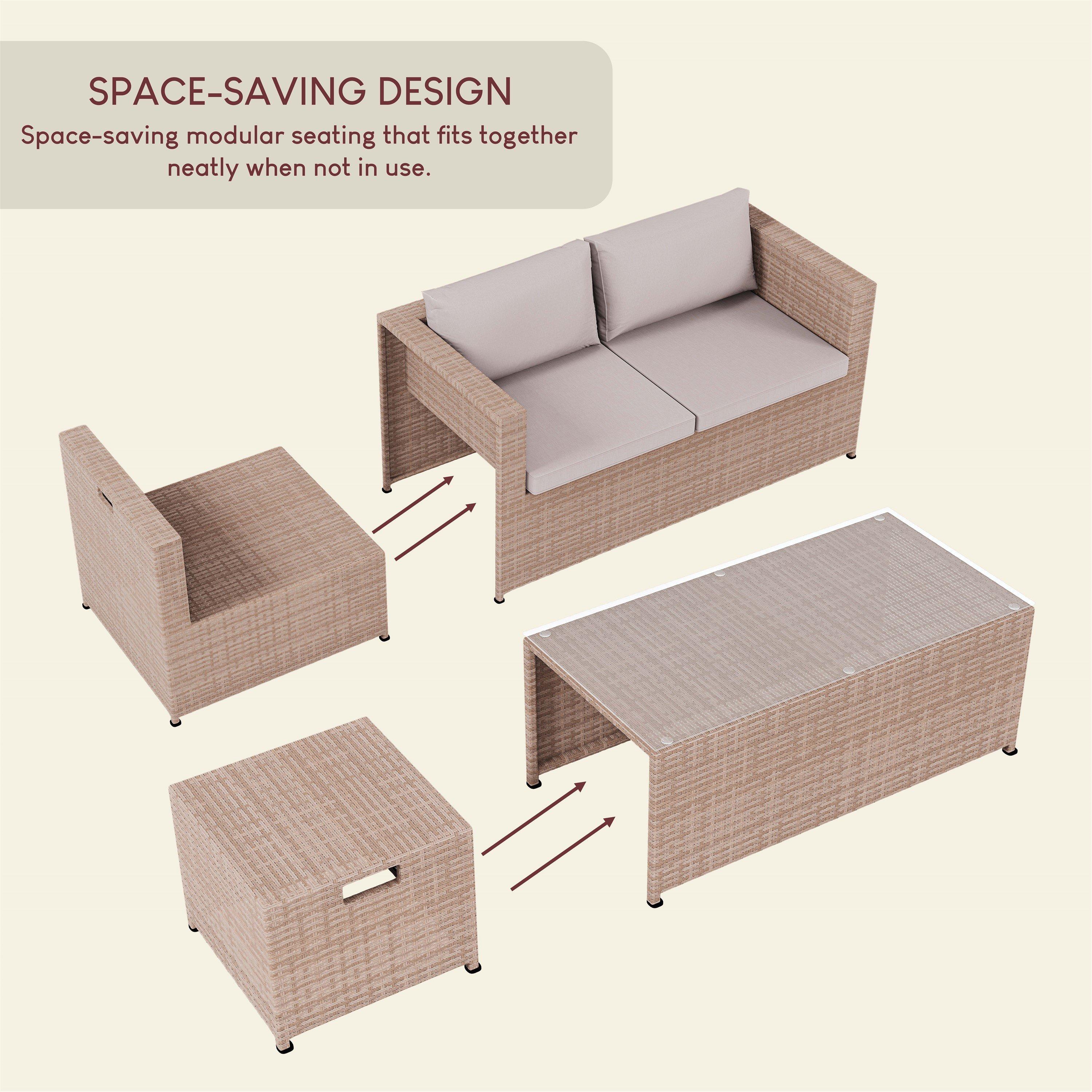 Natural - Lassic - Islay 6 Seater Rattan Set (Ready Assembled)+ Cover - 4