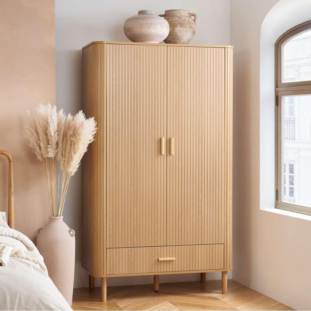 Birlea  Axel 2 Door 1 Drawer Fluted Wardrobe - Nude