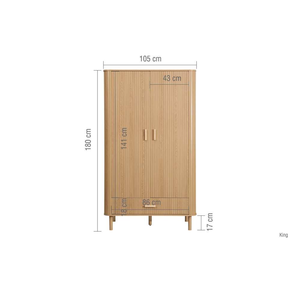 Nude - Birlea - Axel 2 Door 1 Drawer Fluted Wardrobe - 7