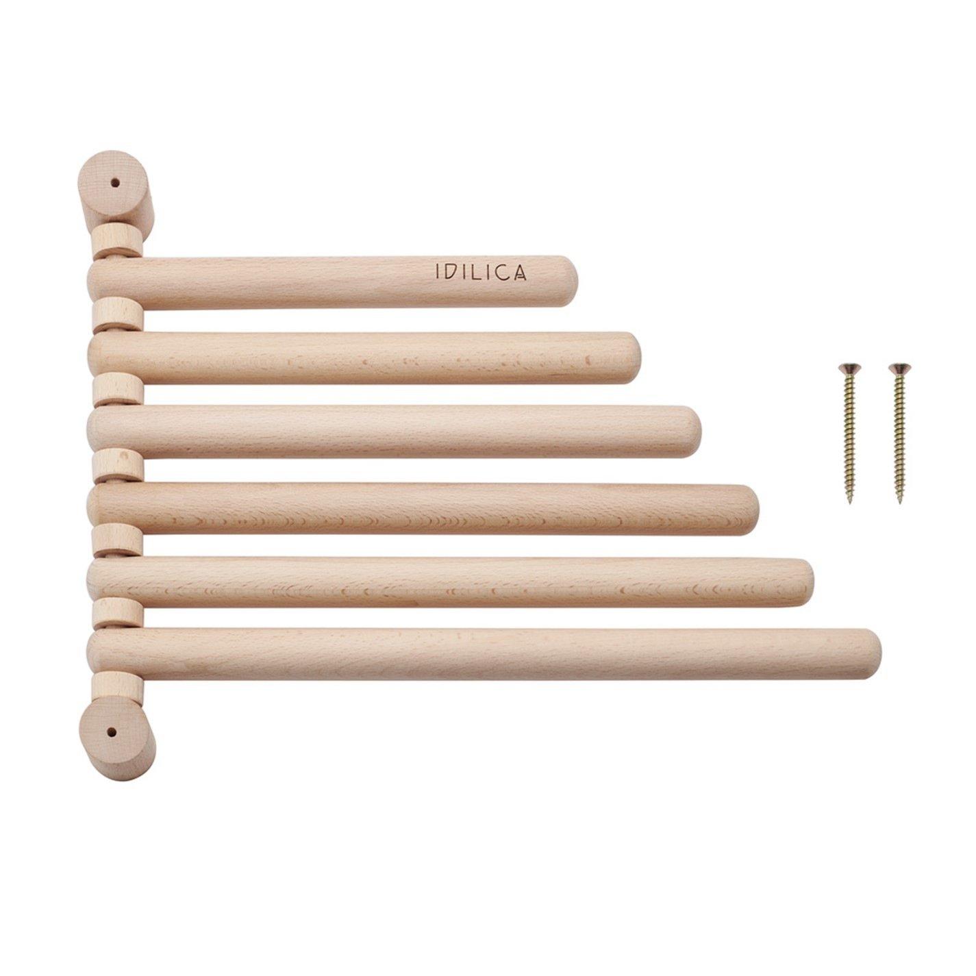 Brown - KitchenCraft - KitchenCraft Idilica Beechwood 6-Rail Wall Rack - 1