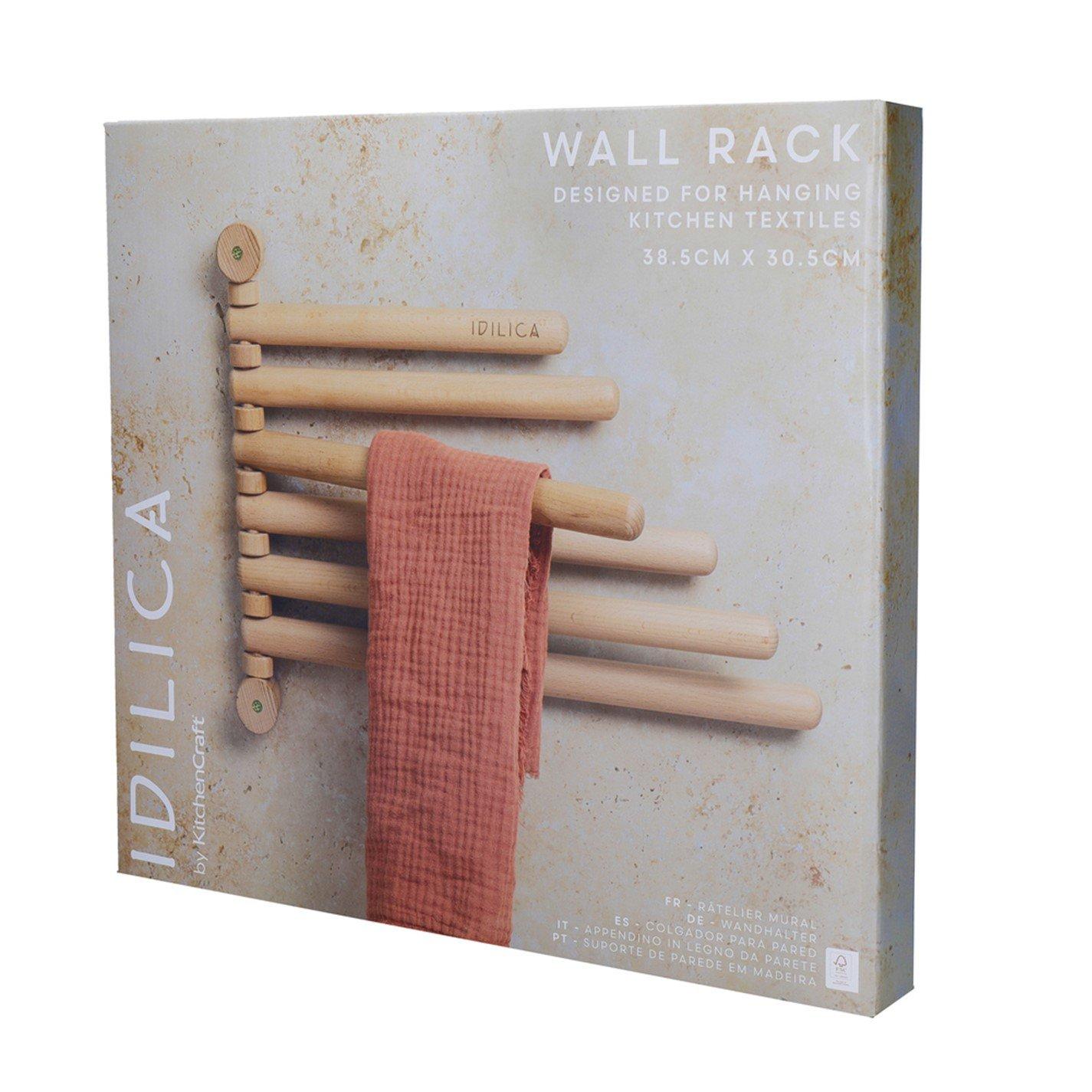 Brown - KitchenCraft - KitchenCraft Idilica Beechwood 6-Rail Wall Rack - 3