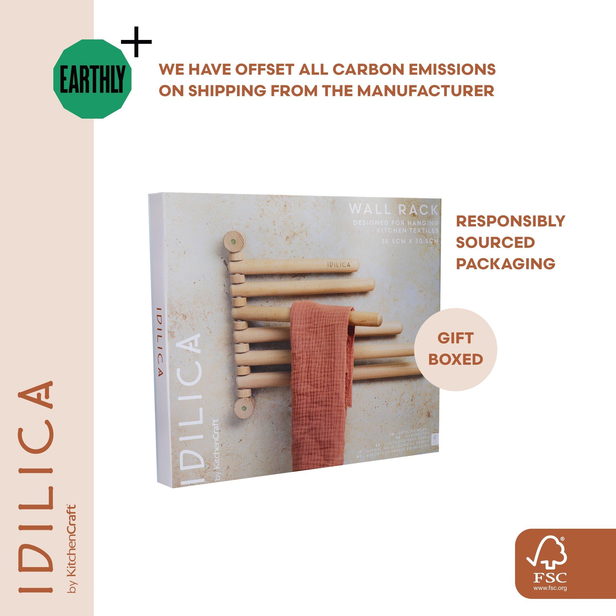 Brown - KitchenCraft - KitchenCraft Idilica Beechwood 6-Rail Wall Rack - 6