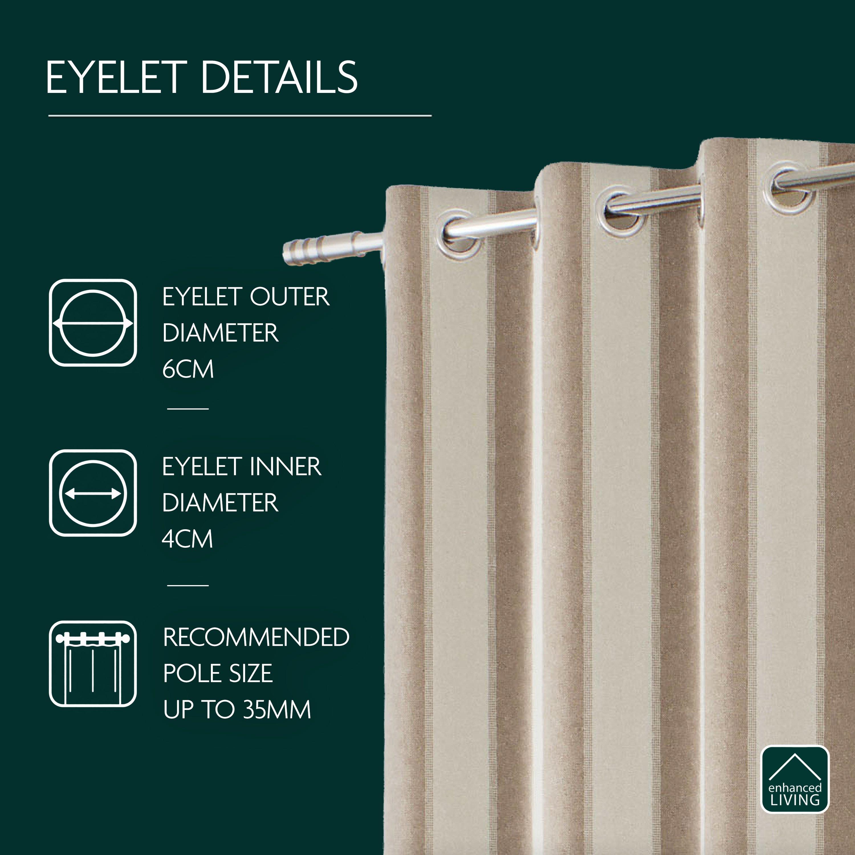 Natural - Enhanced Living - Henley Woven Striped Blackout Eyelet Curtains - 4