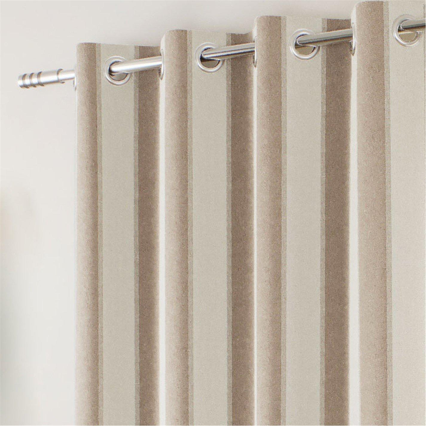 Natural - Enhanced Living - Henley Woven Striped Blackout Eyelet Curtains - 6