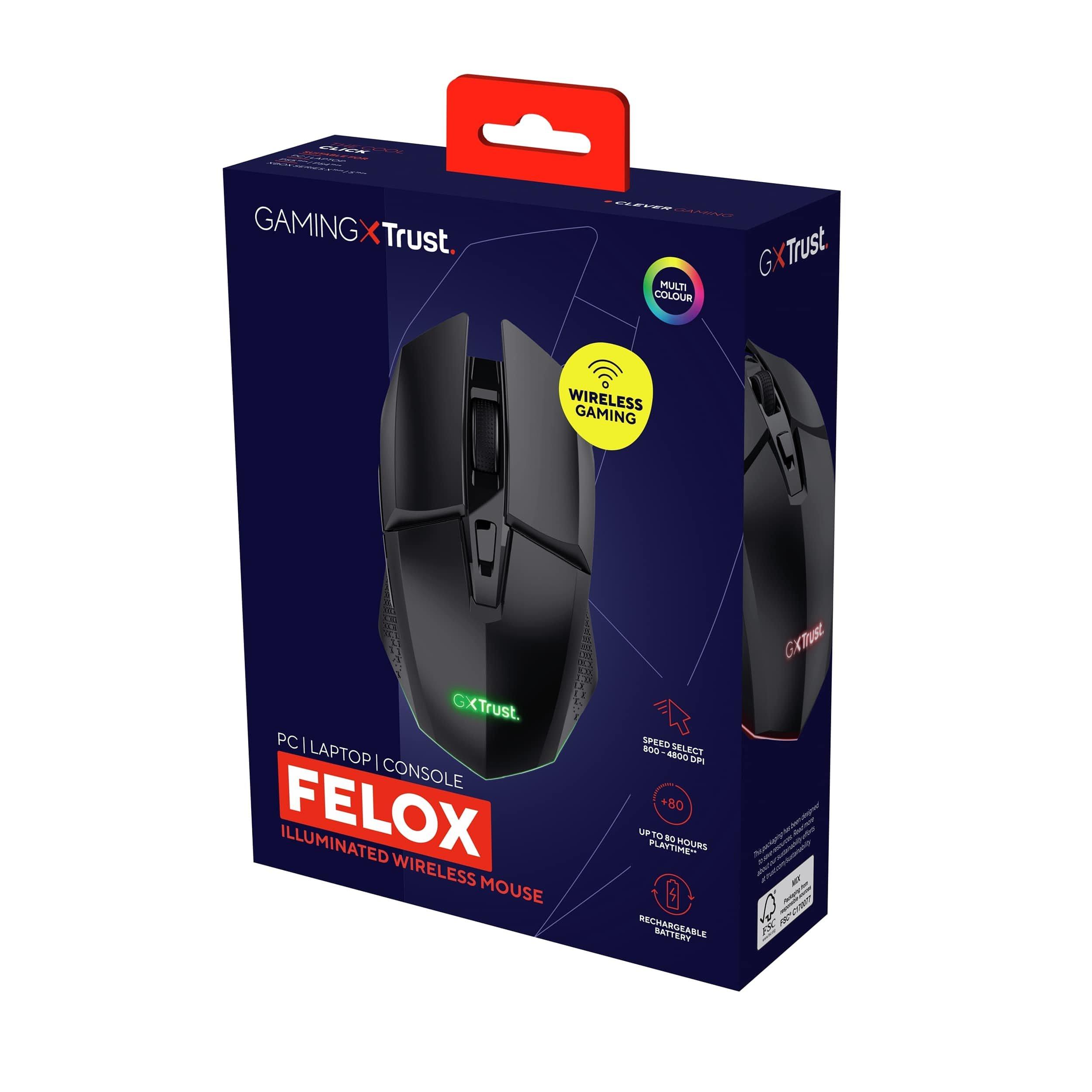 Black - Trust - Trust GXT110 Felox Wireless Mouse - Black - 6