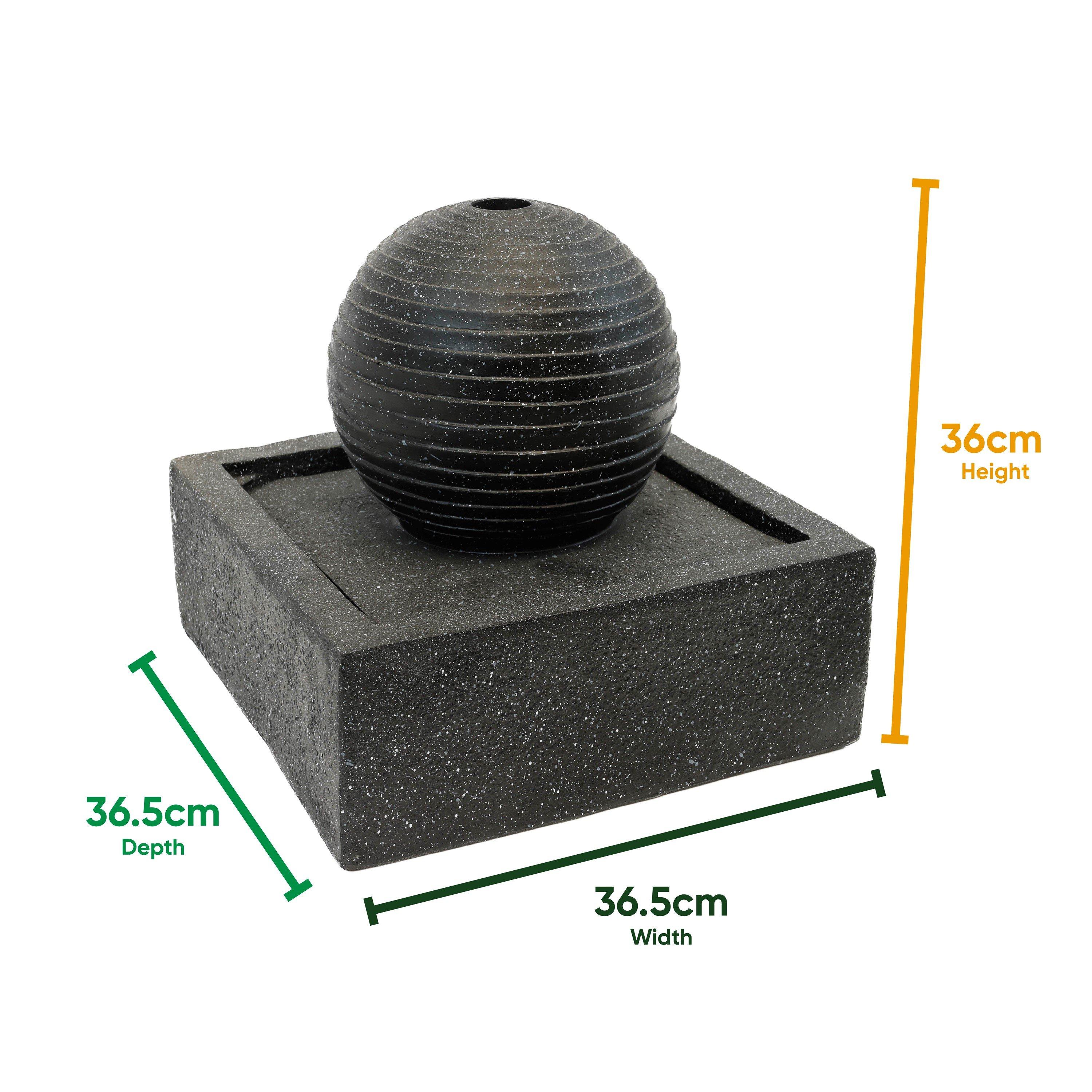 Black - Streetwize - Solar water Feature Battery Back Up Black Ball - 2