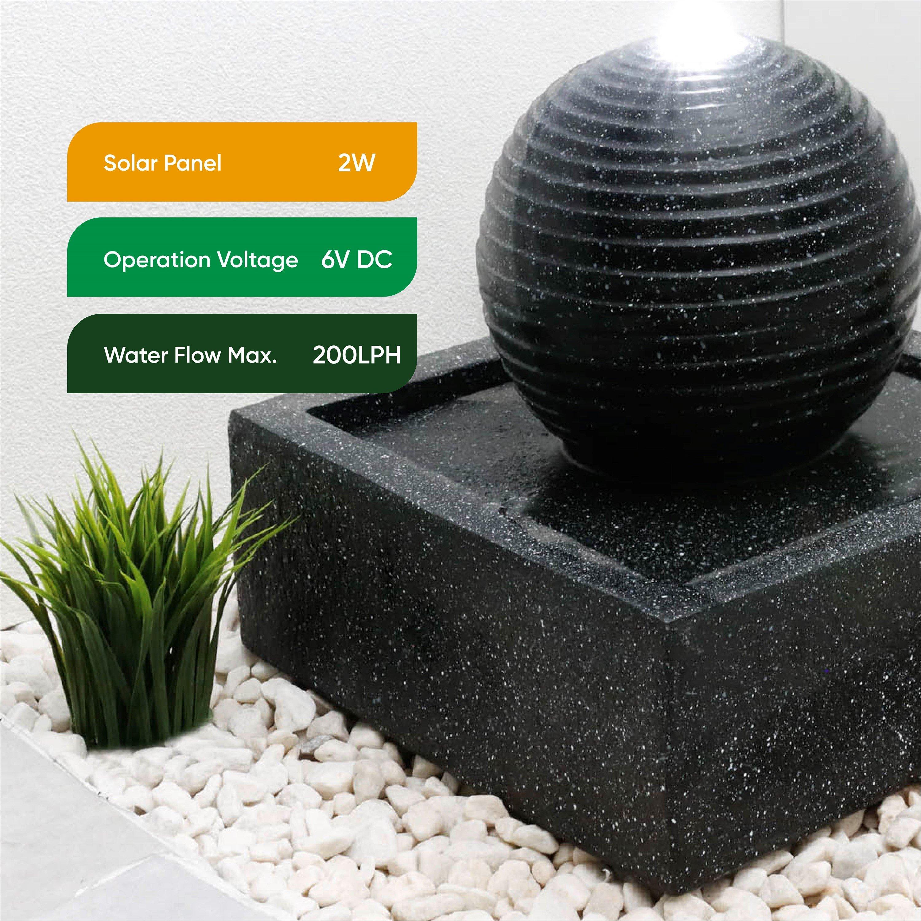 Black - Streetwize - Solar water Feature Battery Back Up Black Ball - 6