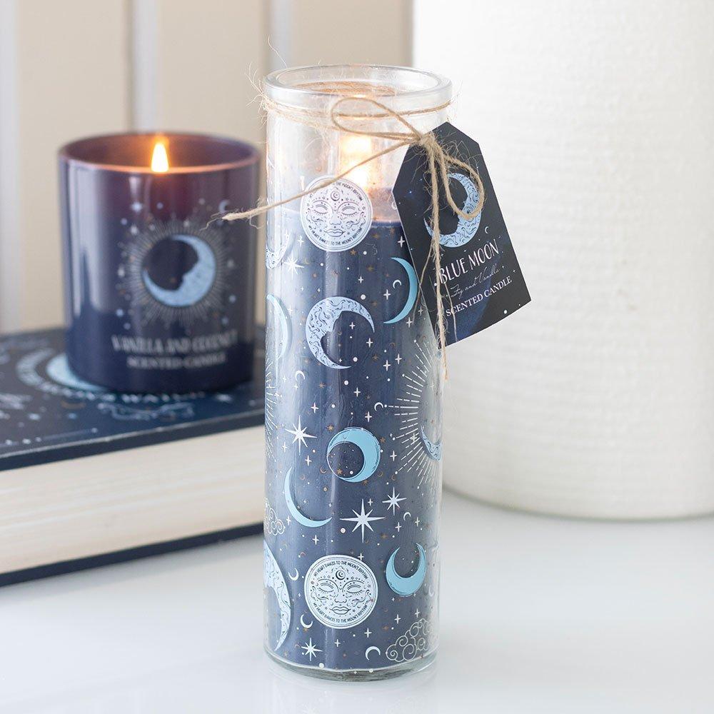 Something Different  Moon Print Fig & Vanilla Tube Candle Blue
