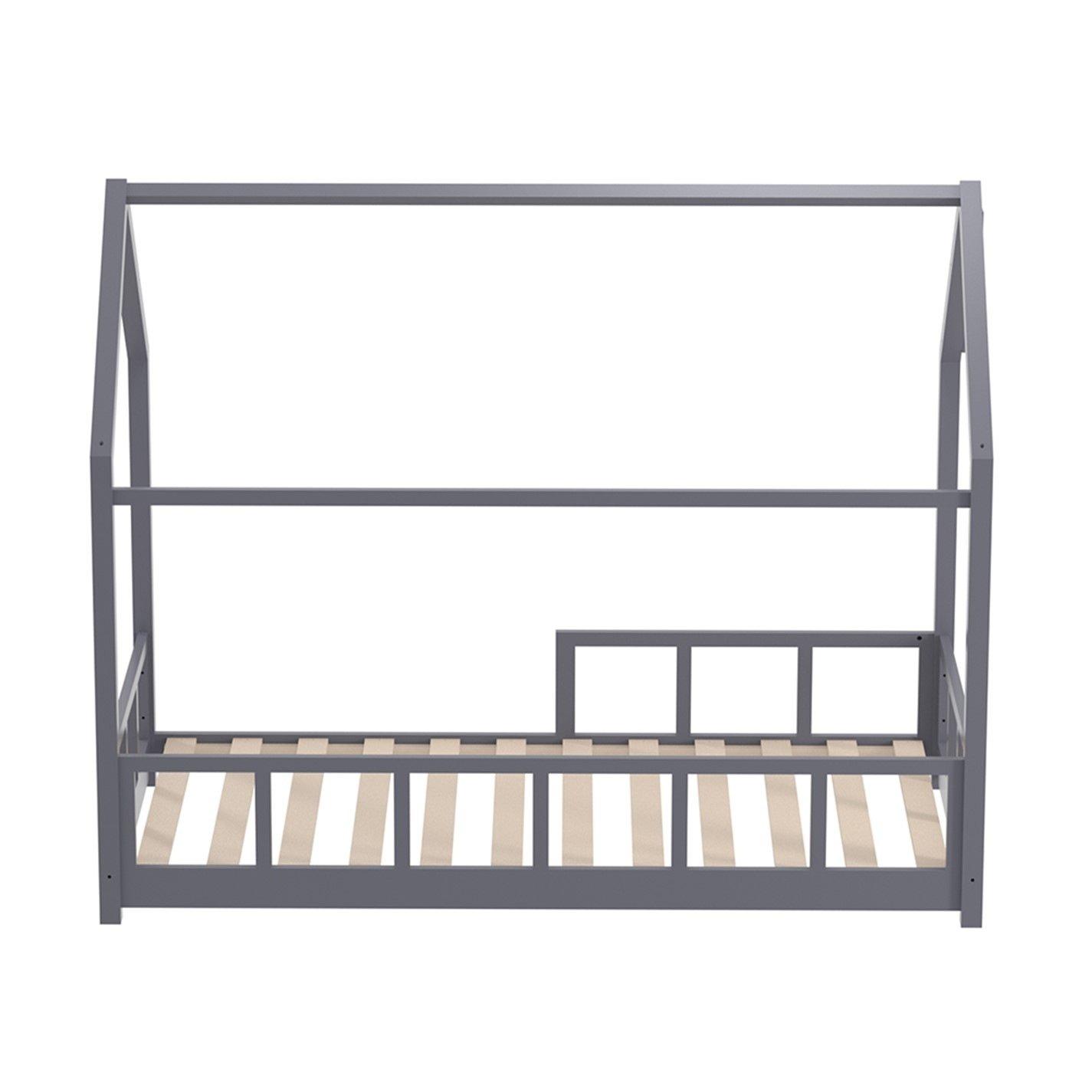 Grey - KIDKID - Bed with House Frame Pine Wood for Kid - 6