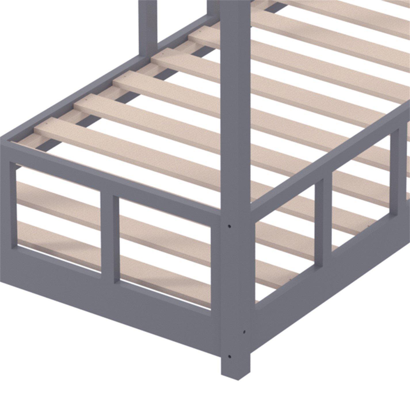 Grey - KIDKID - Bed with House Frame Pine Wood for Kid - 8