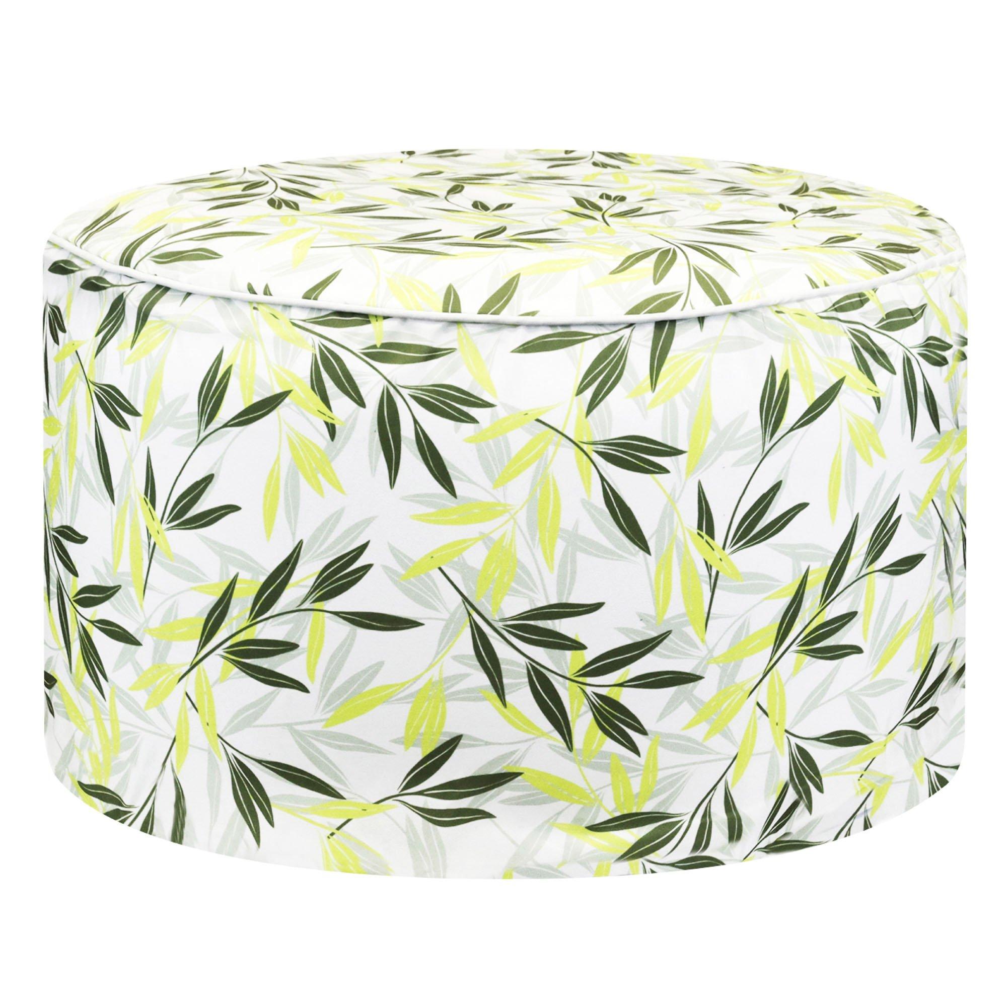 Leaf Print - Streetwize - Green/Grey Leaf Print Inflatable Ottoman - 1