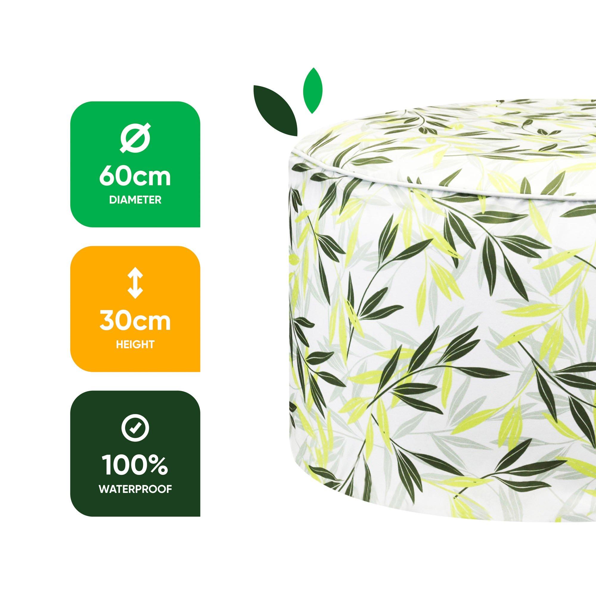 Leaf Print - Streetwize - Green/Grey Leaf Print Inflatable Ottoman - 2