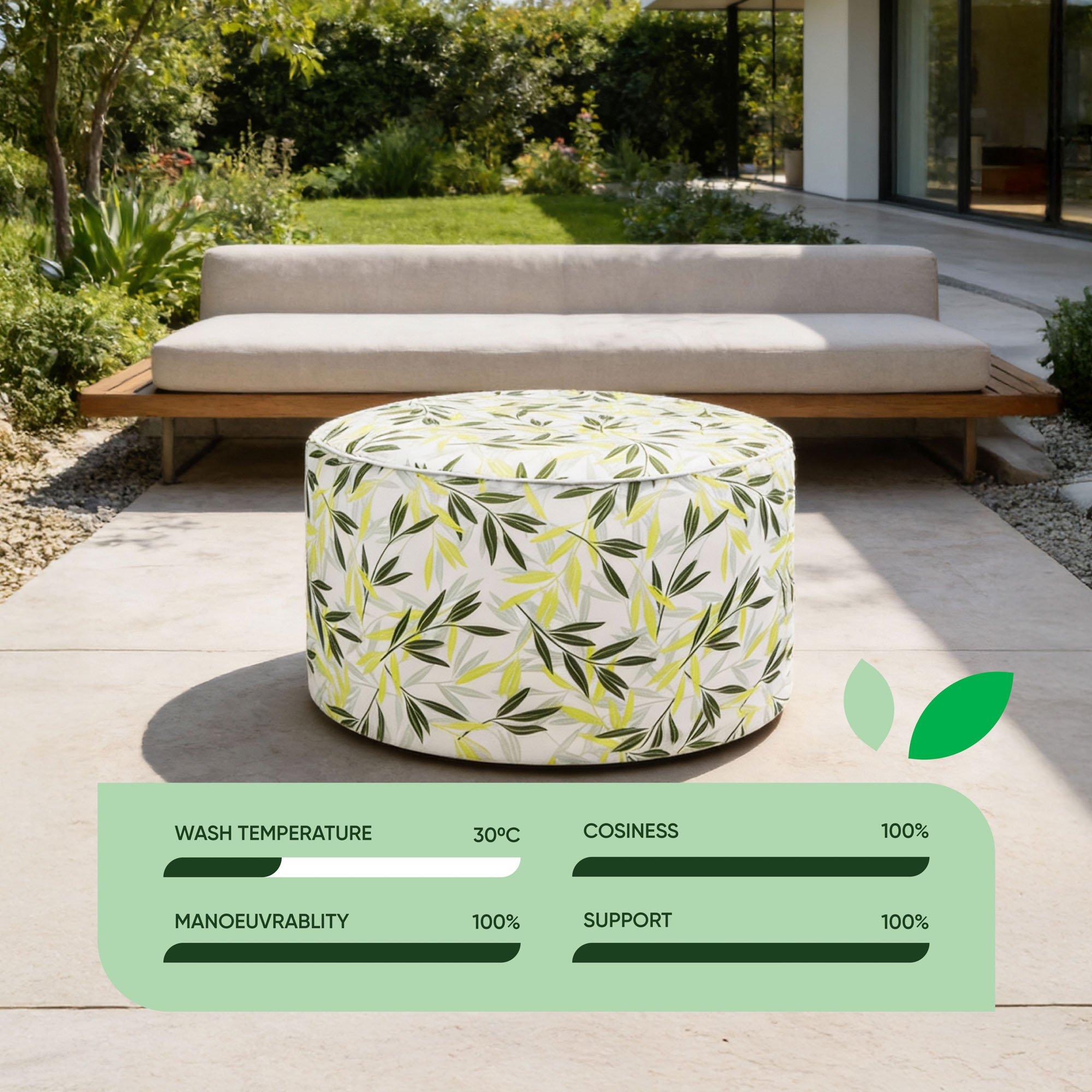 Leaf Print - Streetwize - Green/Grey Leaf Print Inflatable Ottoman - 3