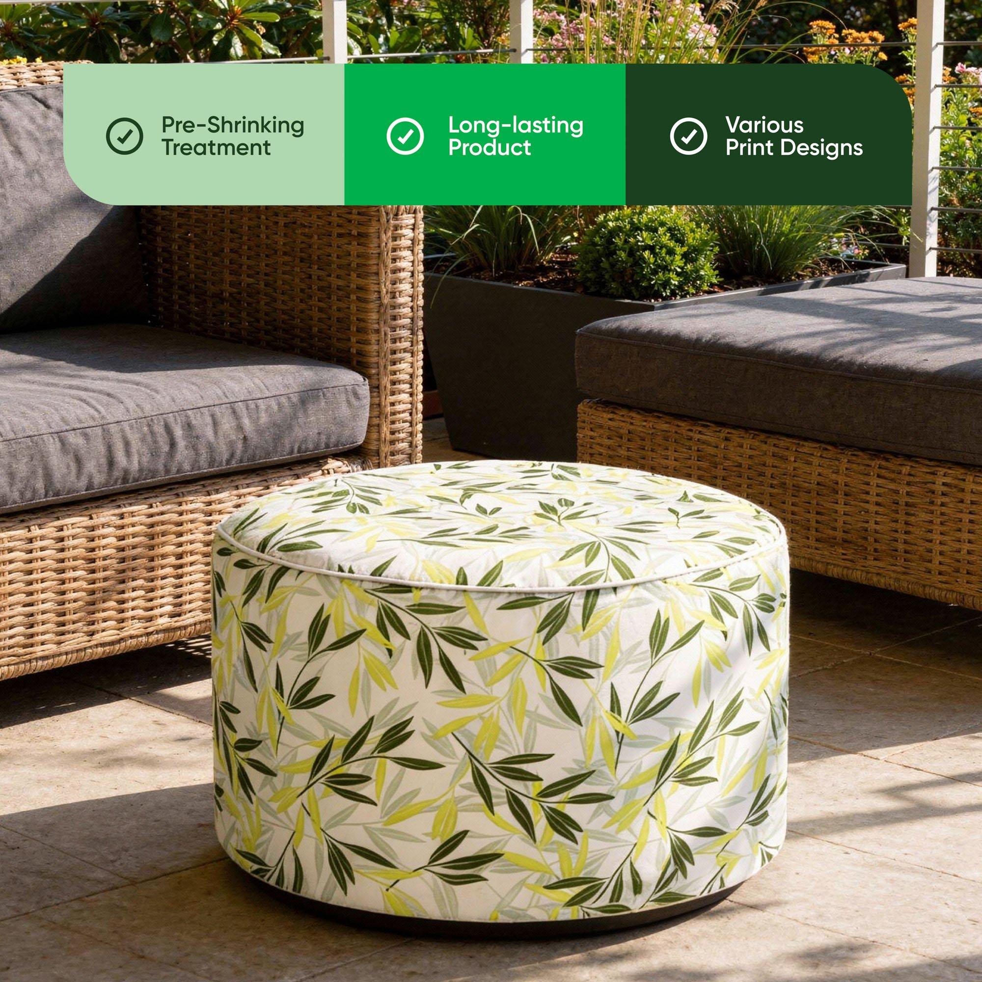 Leaf Print - Streetwize - Green/Grey Leaf Print Inflatable Ottoman - 4