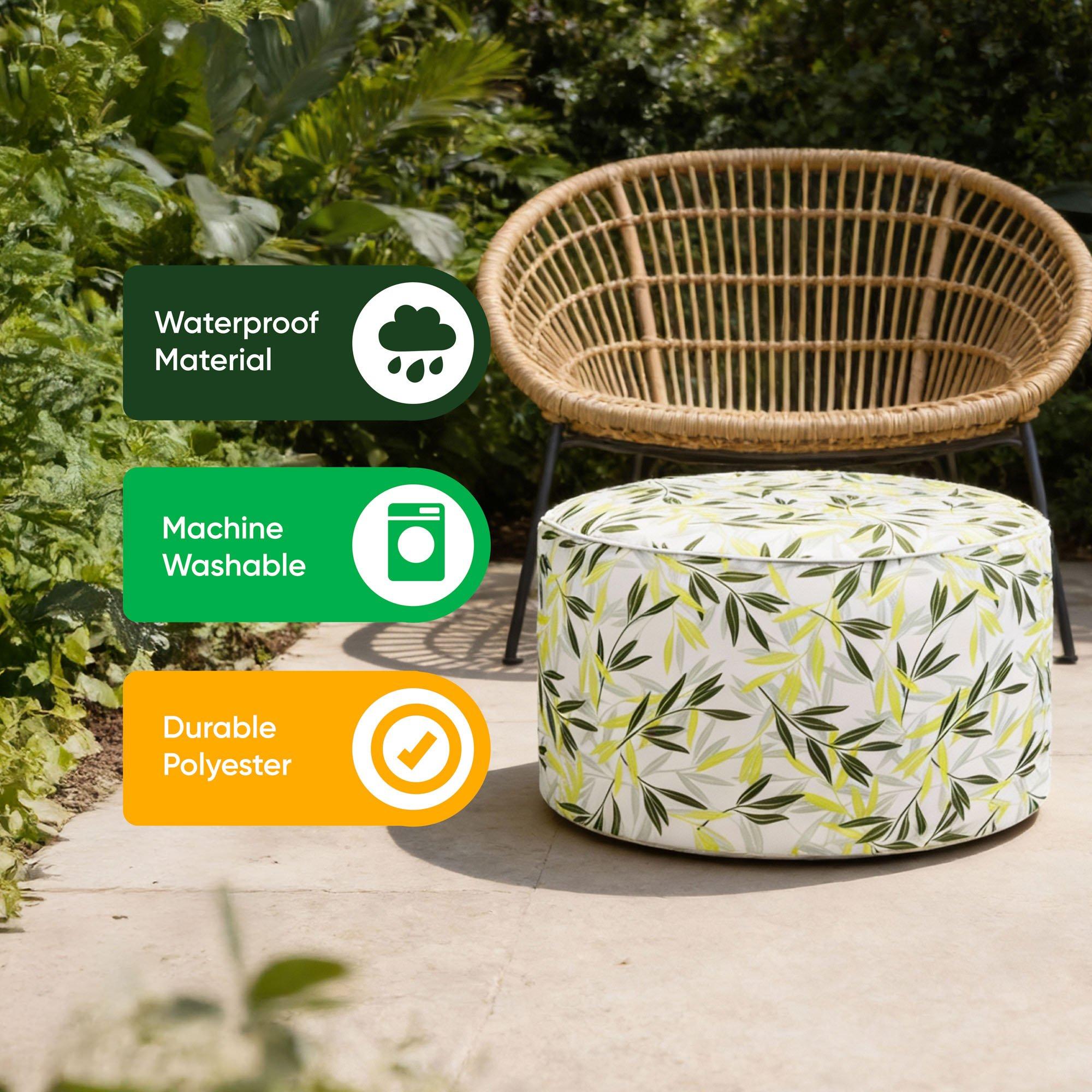 Leaf Print - Streetwize - Green/Grey Leaf Print Inflatable Ottoman - 5