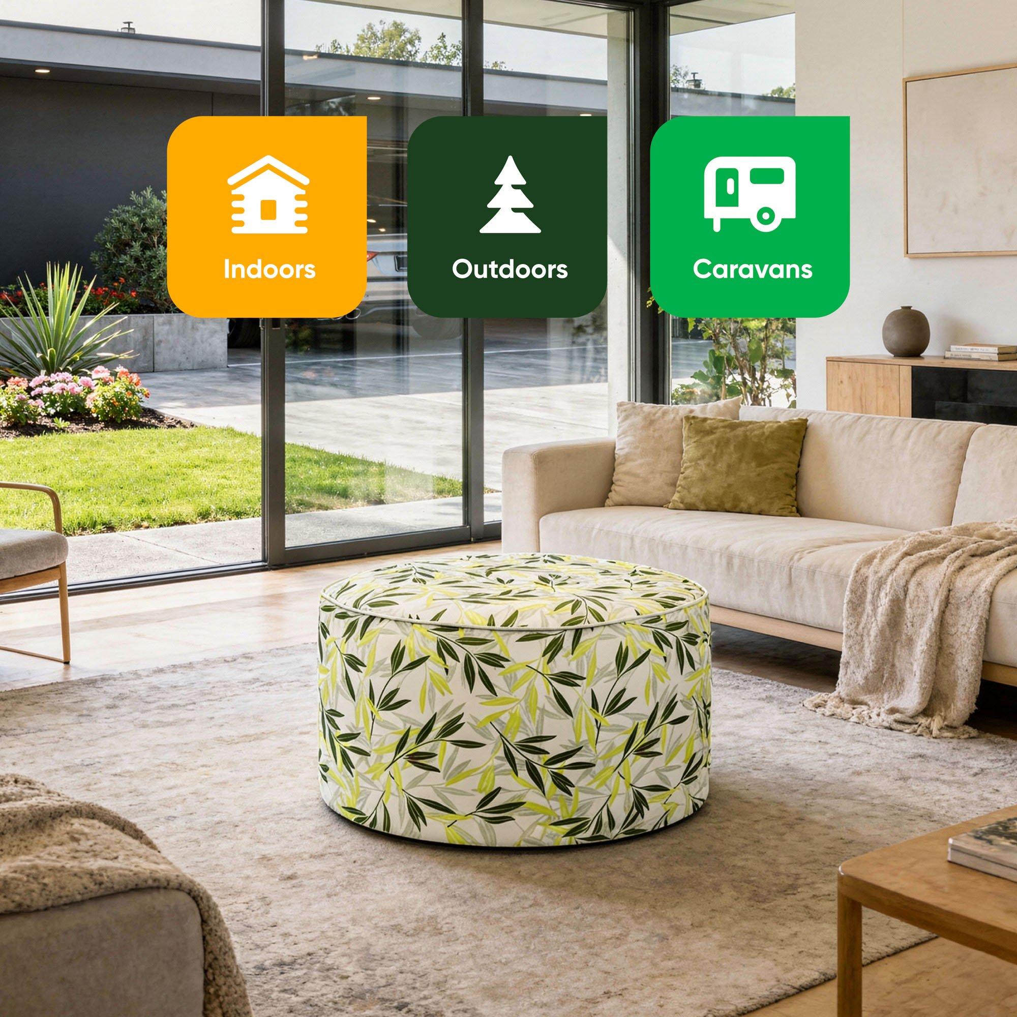 Leaf Print - Streetwize - Green/Grey Leaf Print Inflatable Ottoman - 6