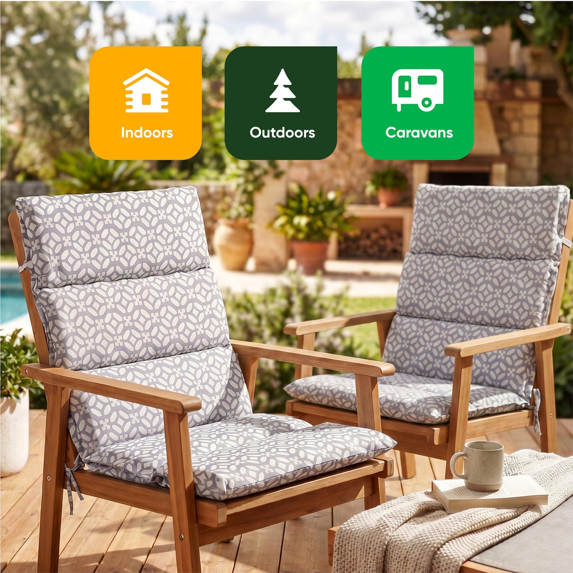 Grey - Streetwize - Outdoor Geo Full Length Seat Cushion - 6