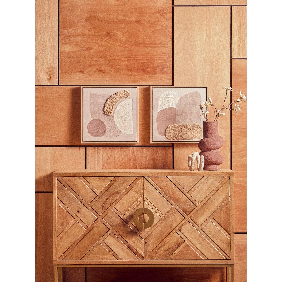 Natural - Fifty Five South - Astratto Set Of 2 Natural Textured Wall Art - 1