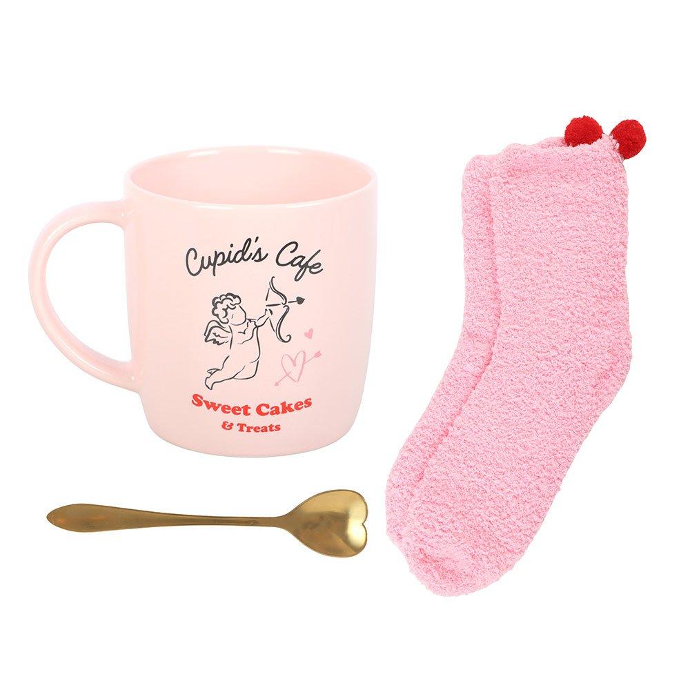 Pink - Something Different - Cupids Cafe Mug Spoon and Socks Set - 3