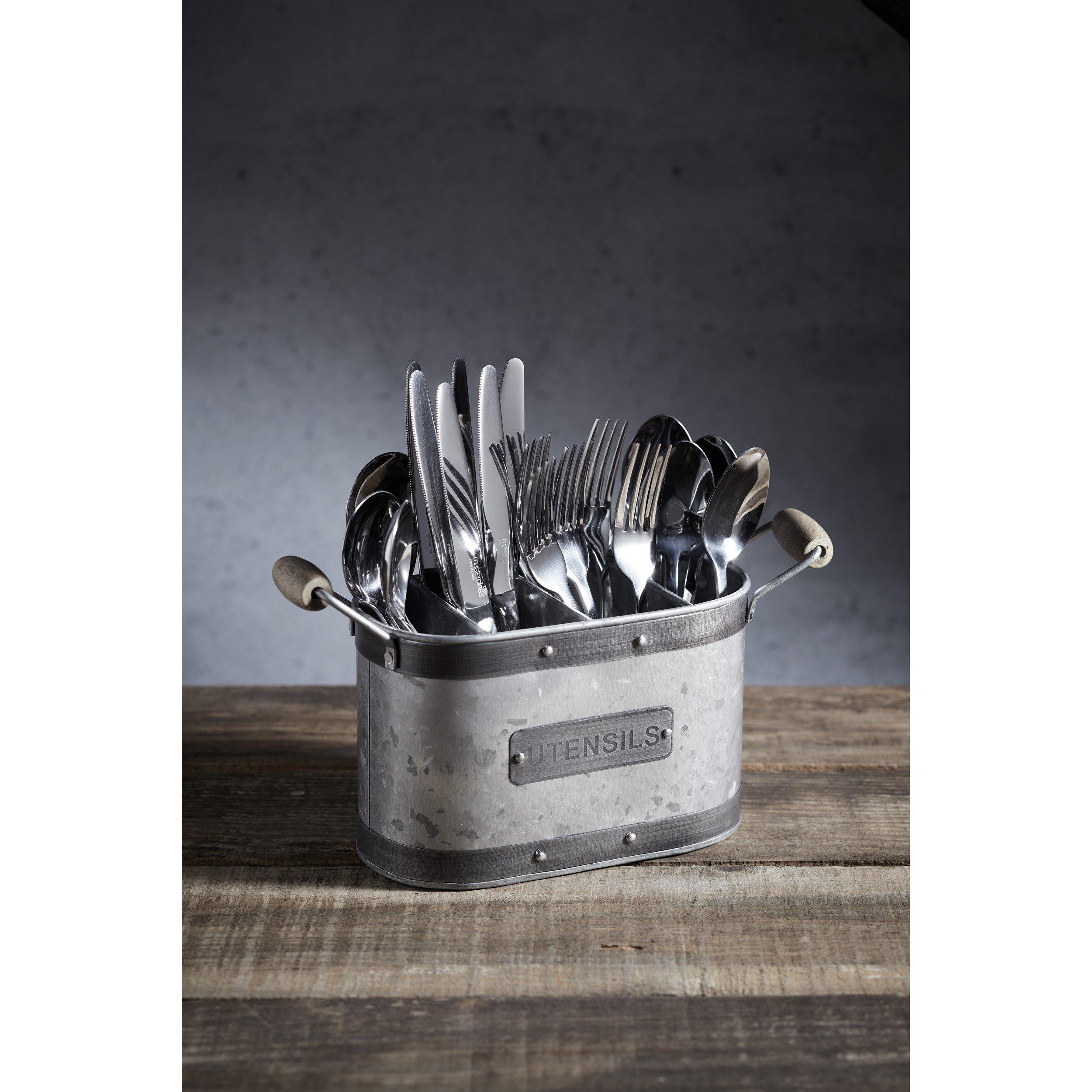 Metallic Gray - KitchenCraft - Industrial Kitchen Galvanised Steel Utensil Caddy - 2