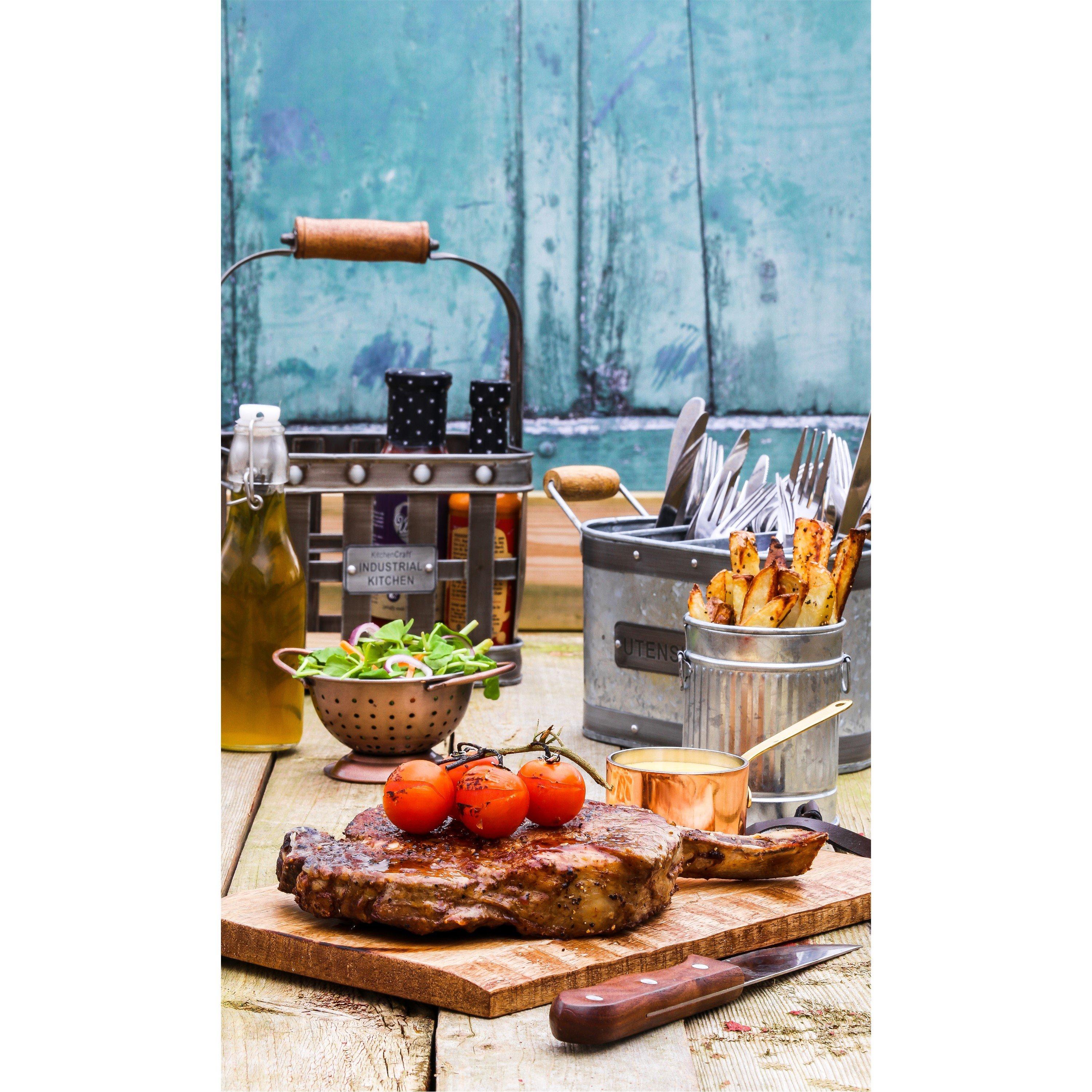 Metallic Gray - KitchenCraft - Industrial Kitchen Galvanised Steel Utensil Caddy - 4