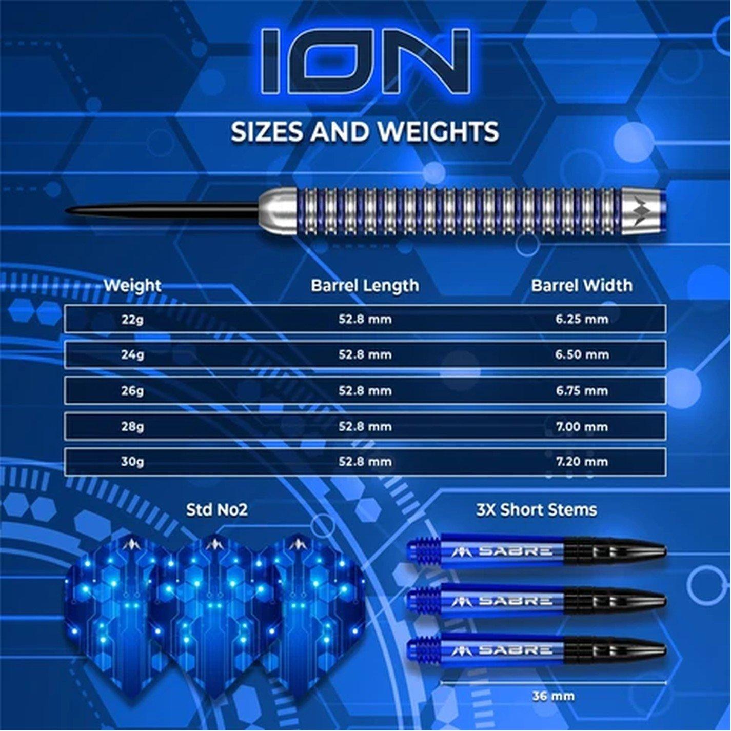 Silver & Blue - Mission Darts - Mission ION Darts - Steel Tip - 95% Tungsten - 4