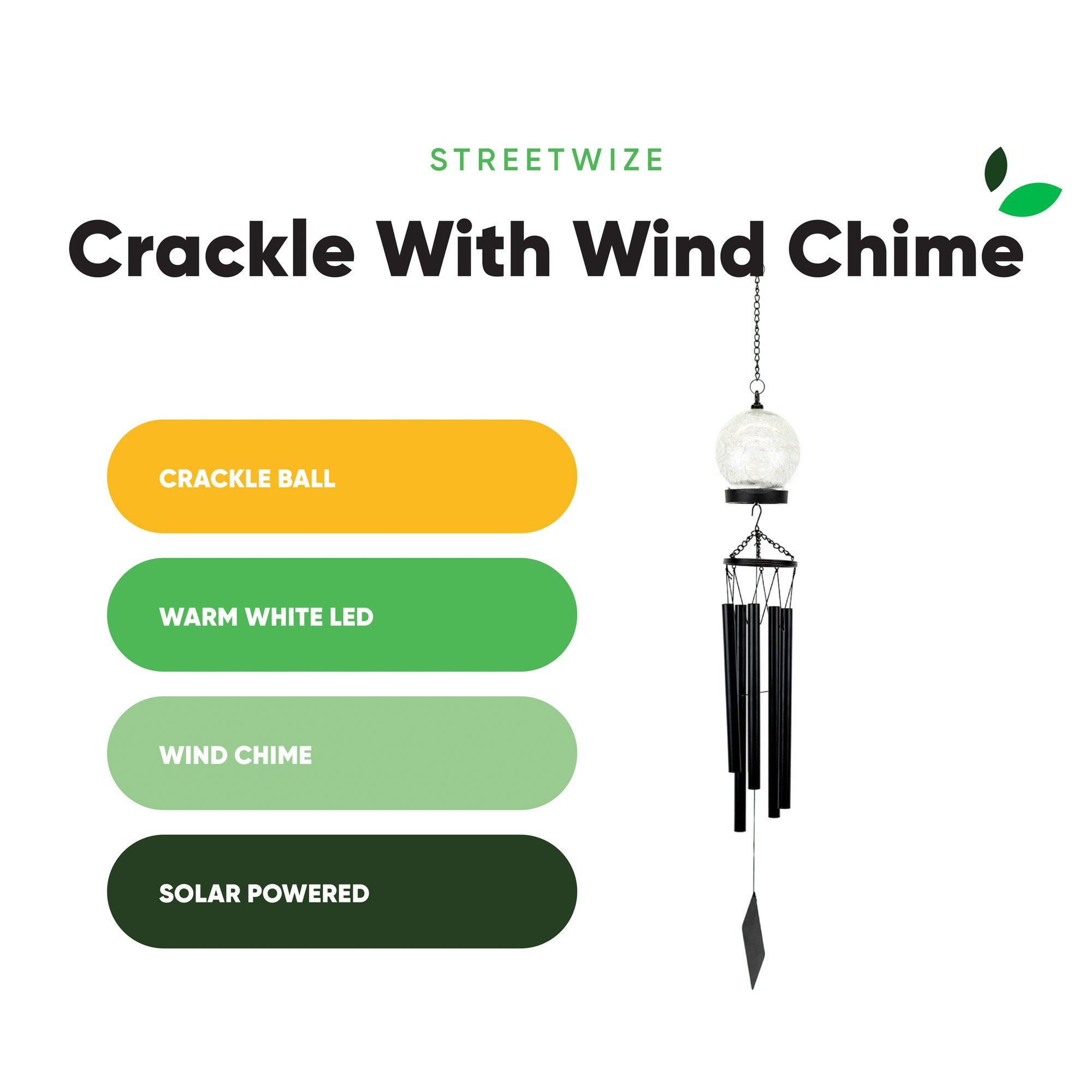 Black - Streetwize - Solar LED Crackle With Wind Chime - 5