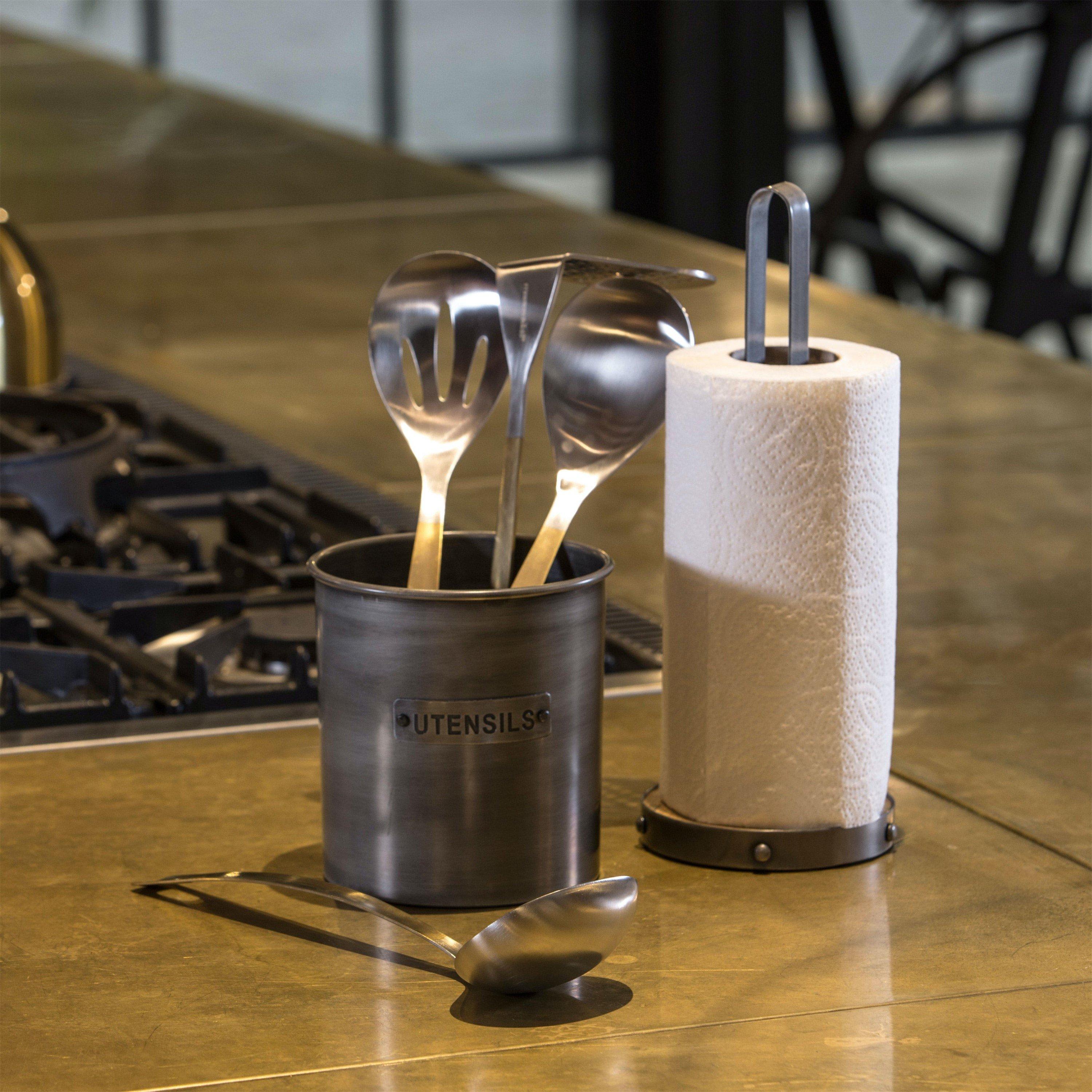 Grey - KitchenCraft - Industrial Kitchen Vintage Metal Utensil Holder - 5