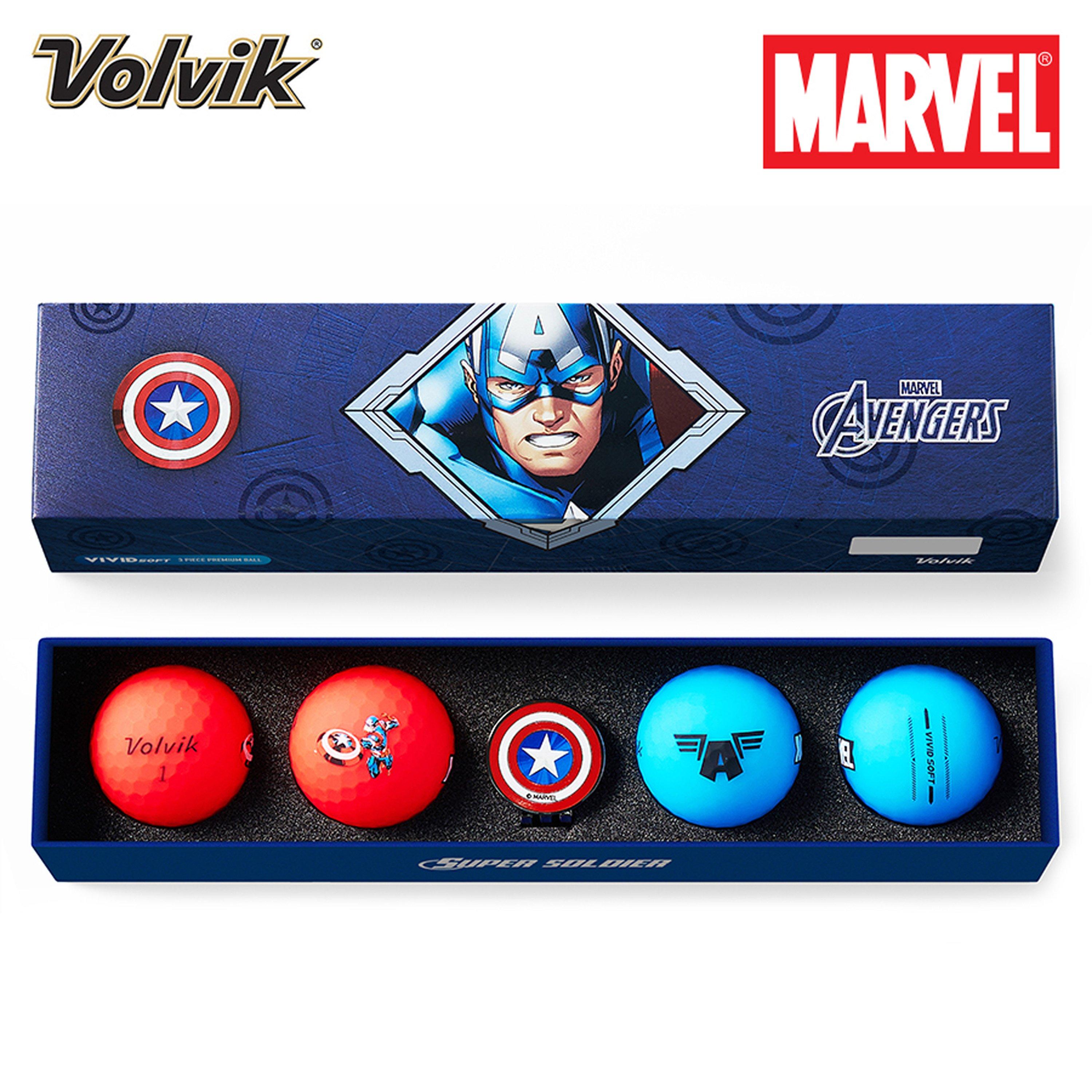 Captain America - Volvik - Volvik VIVID Soft Marvel 4.0 Balls + Marker