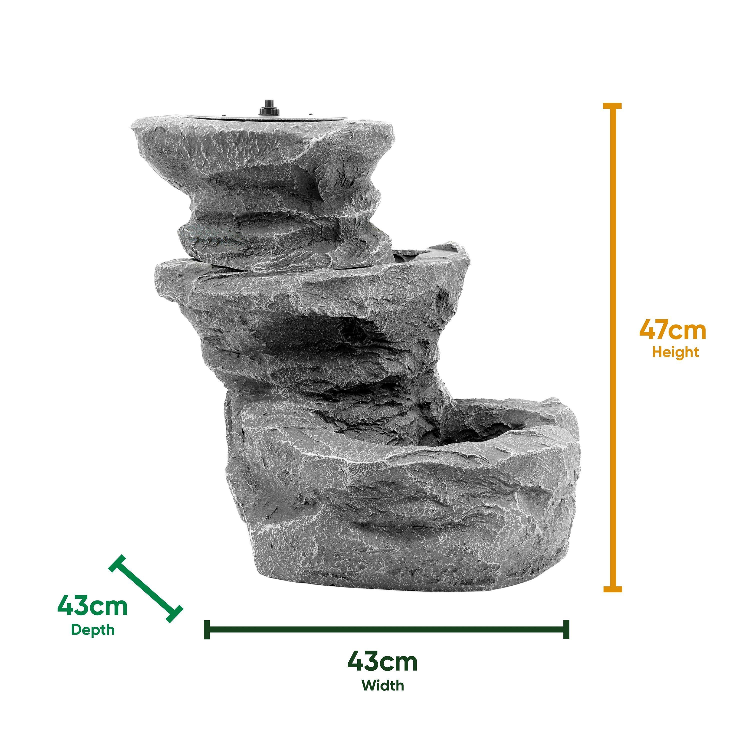 Grey - Streetwize - Planter Solar Water Feature Battery Backup - 2