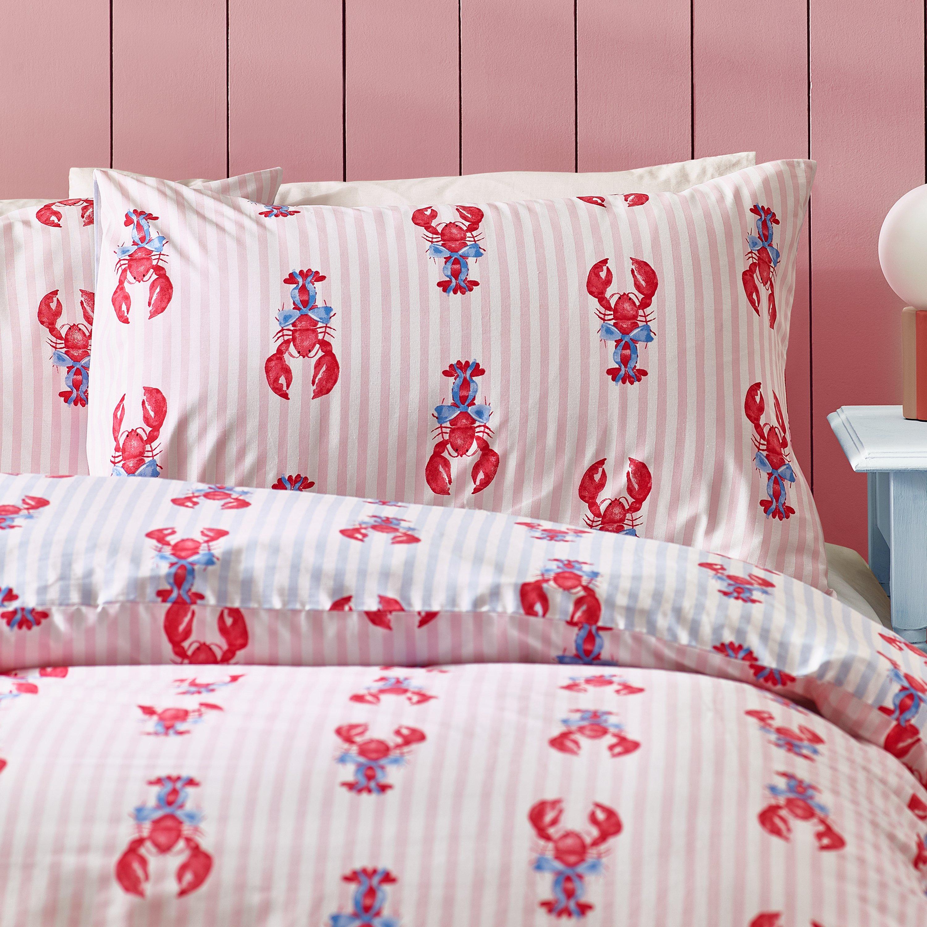 Pink / Blue - Sassy B - Lobster Stripe Reversible Duvet Cover Set - 3