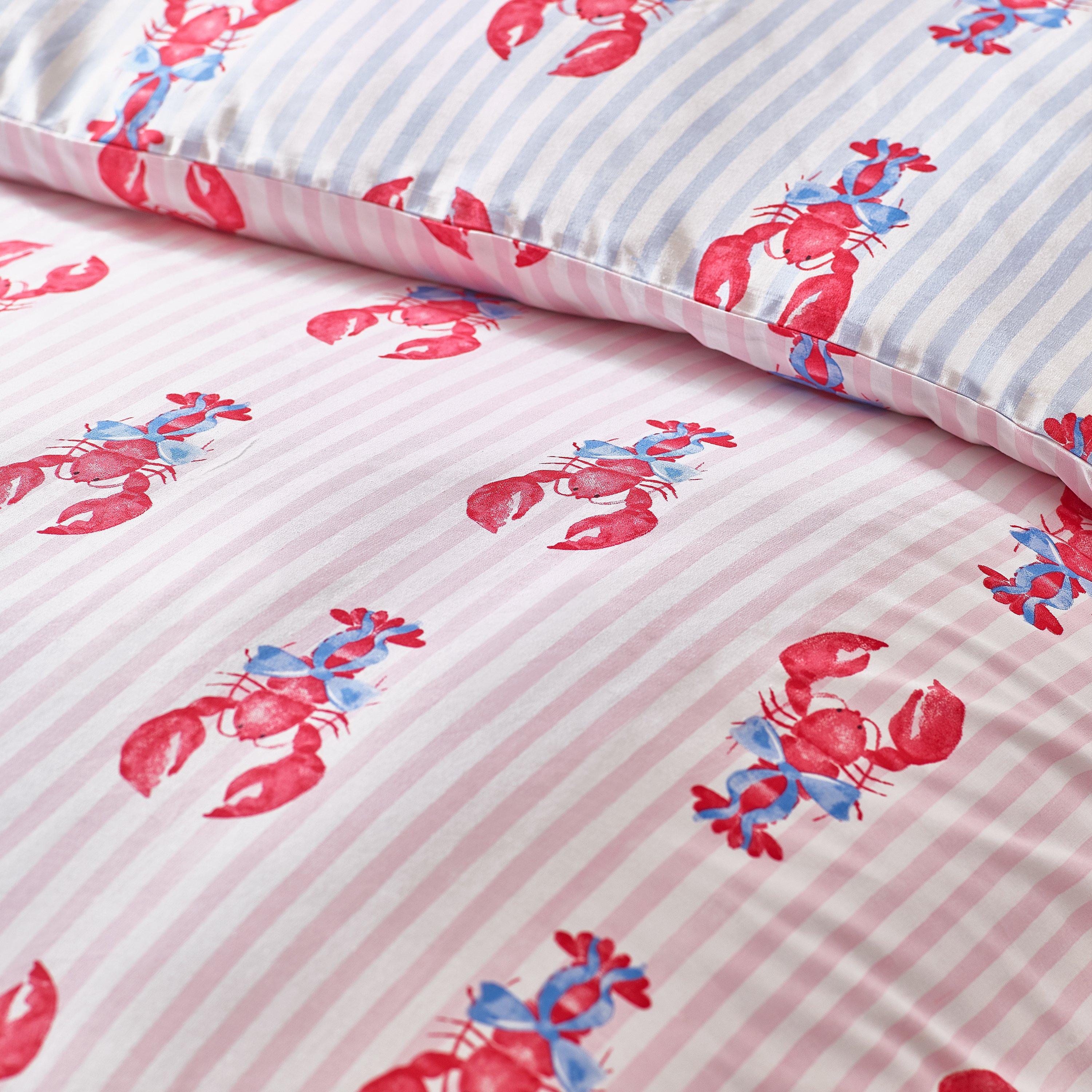 Pink / Blue - Sassy B - Lobster Stripe Reversible Duvet Cover Set - 4