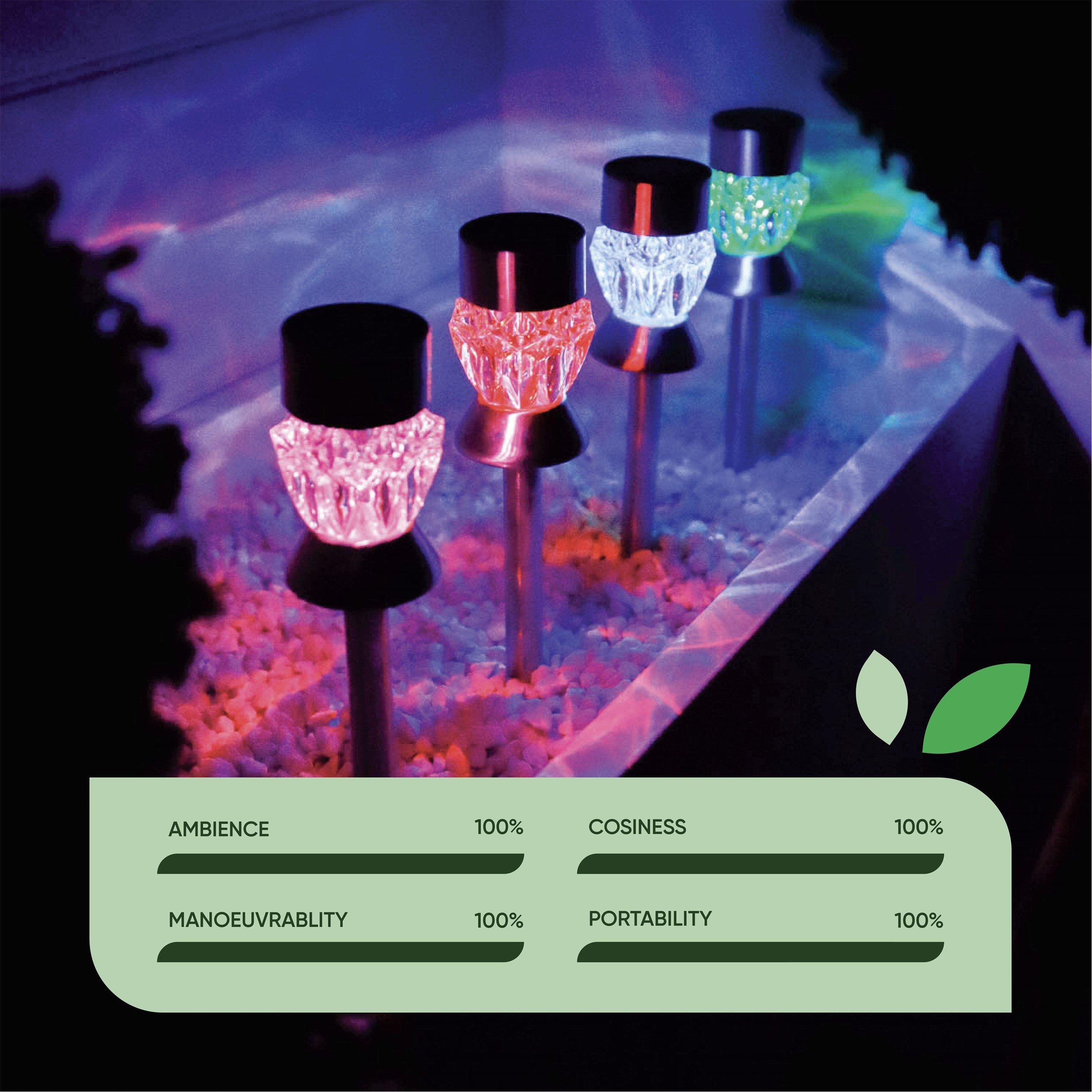 Multi - Streetwize - Pack of 4 Solar Round Crystal Stake Lights - 5