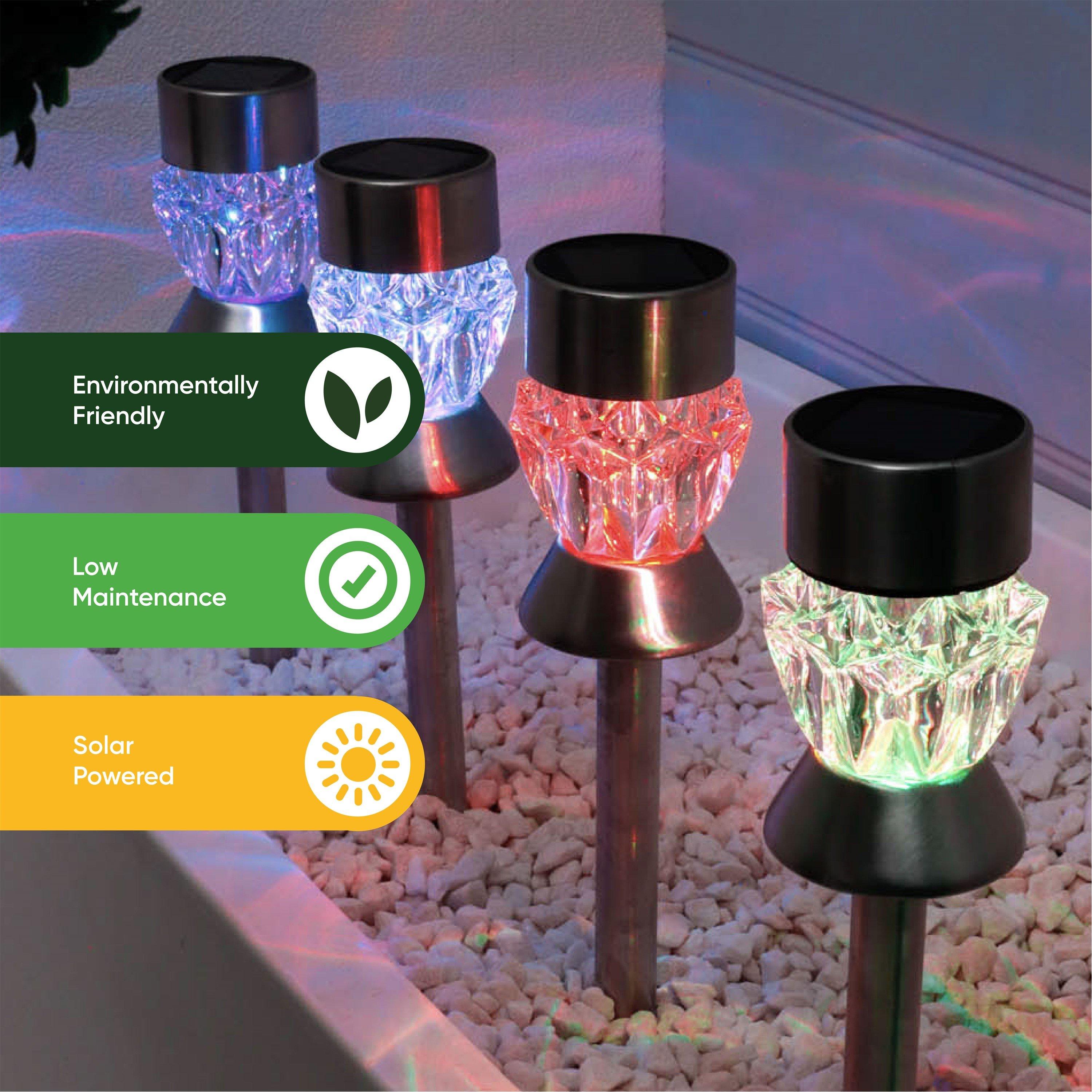 Multi - Streetwize - Pack of 4 Solar Round Crystal Stake Lights - 6