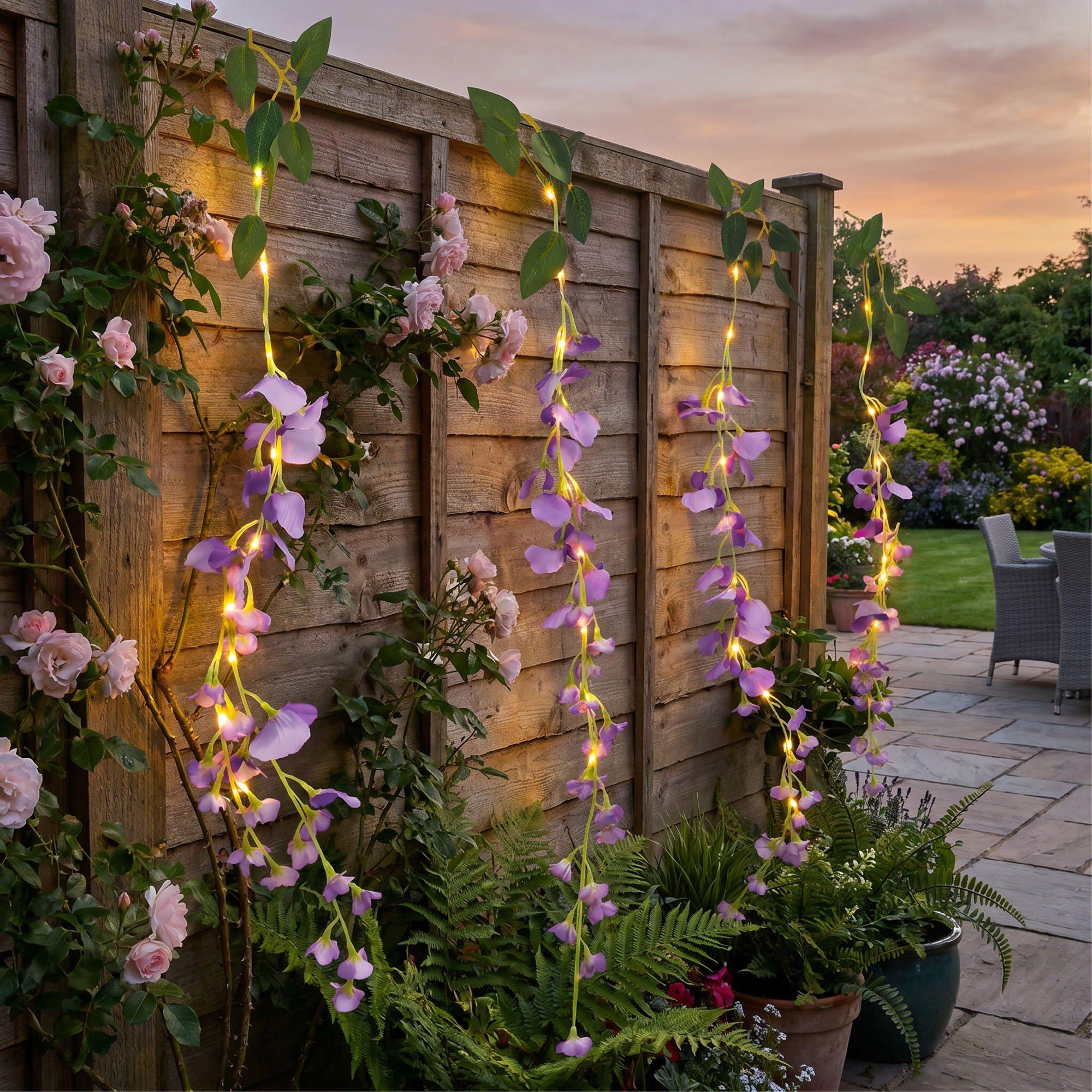 Multi - Streetwize - Solar Decorative Wisteria Flower Lights - 1