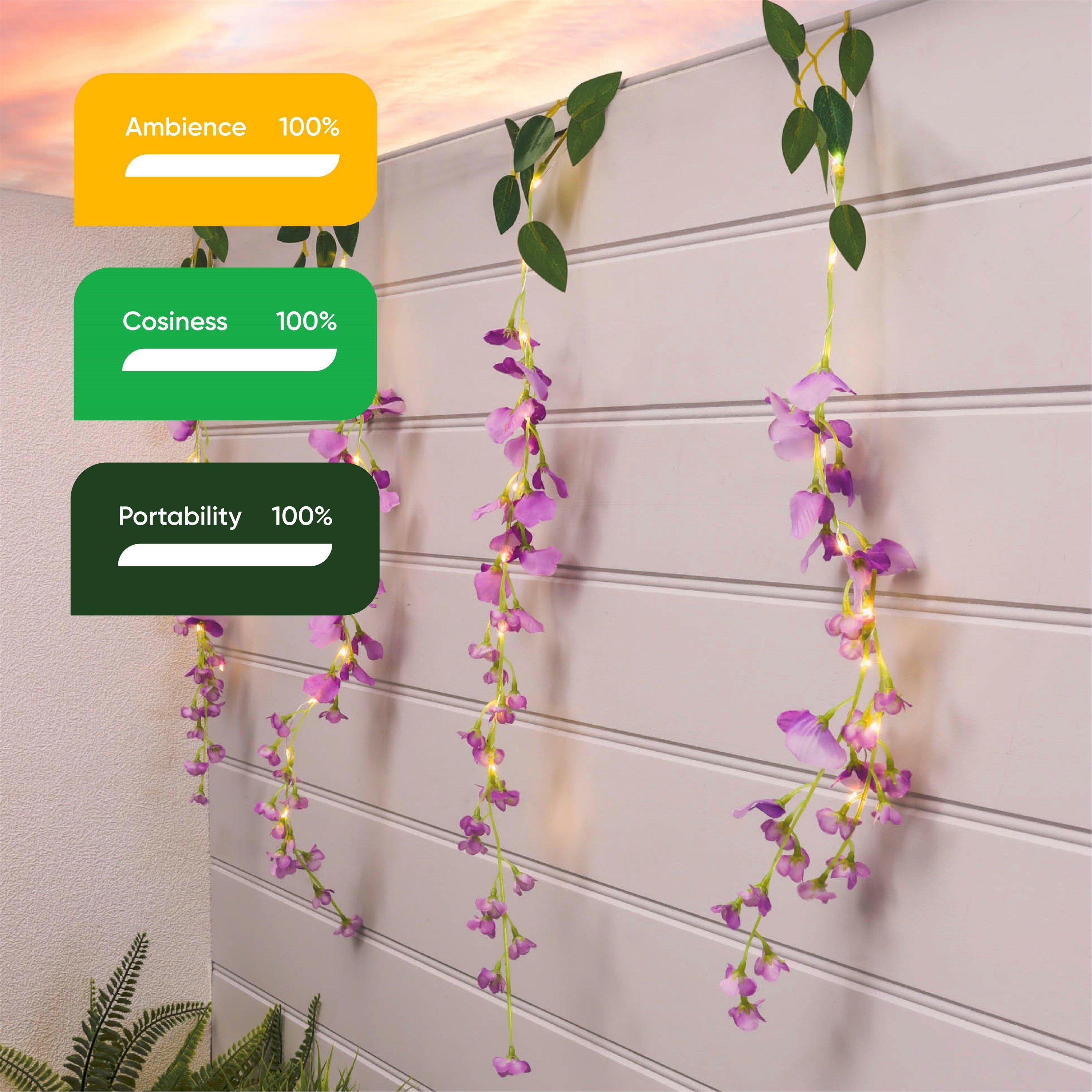 Multi - Streetwize - Solar Decorative Wisteria Flower Lights - 3
